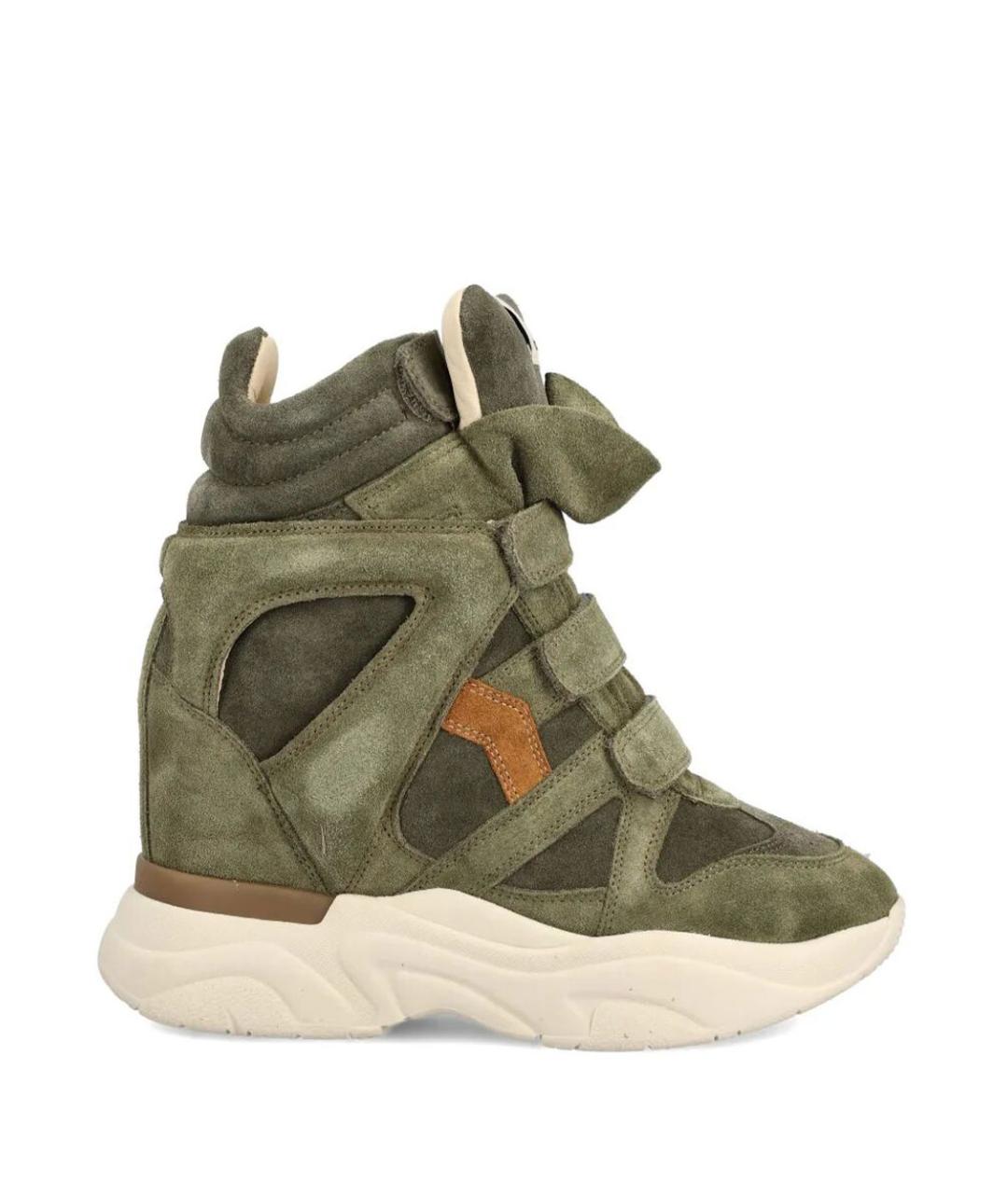 ISABEL MARANT Хаки замшевые кроссовки, фото 1