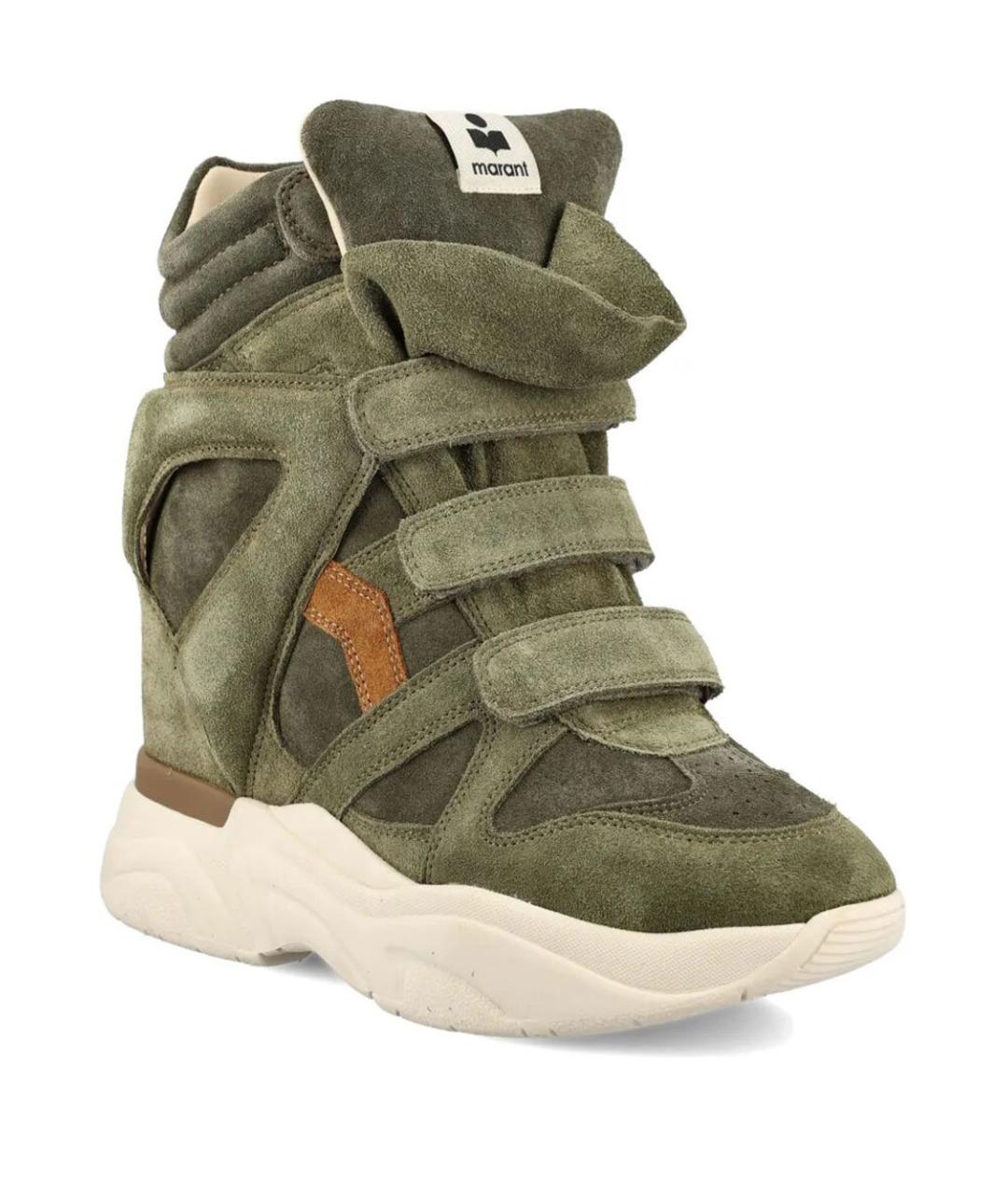 ISABEL MARANT Хаки замшевые кроссовки, фото 2