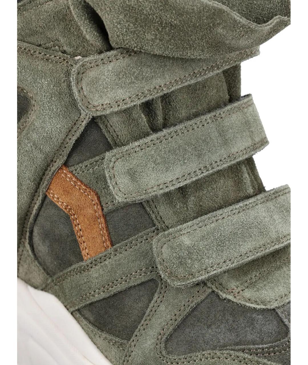 ISABEL MARANT Хаки замшевые кроссовки, фото 4