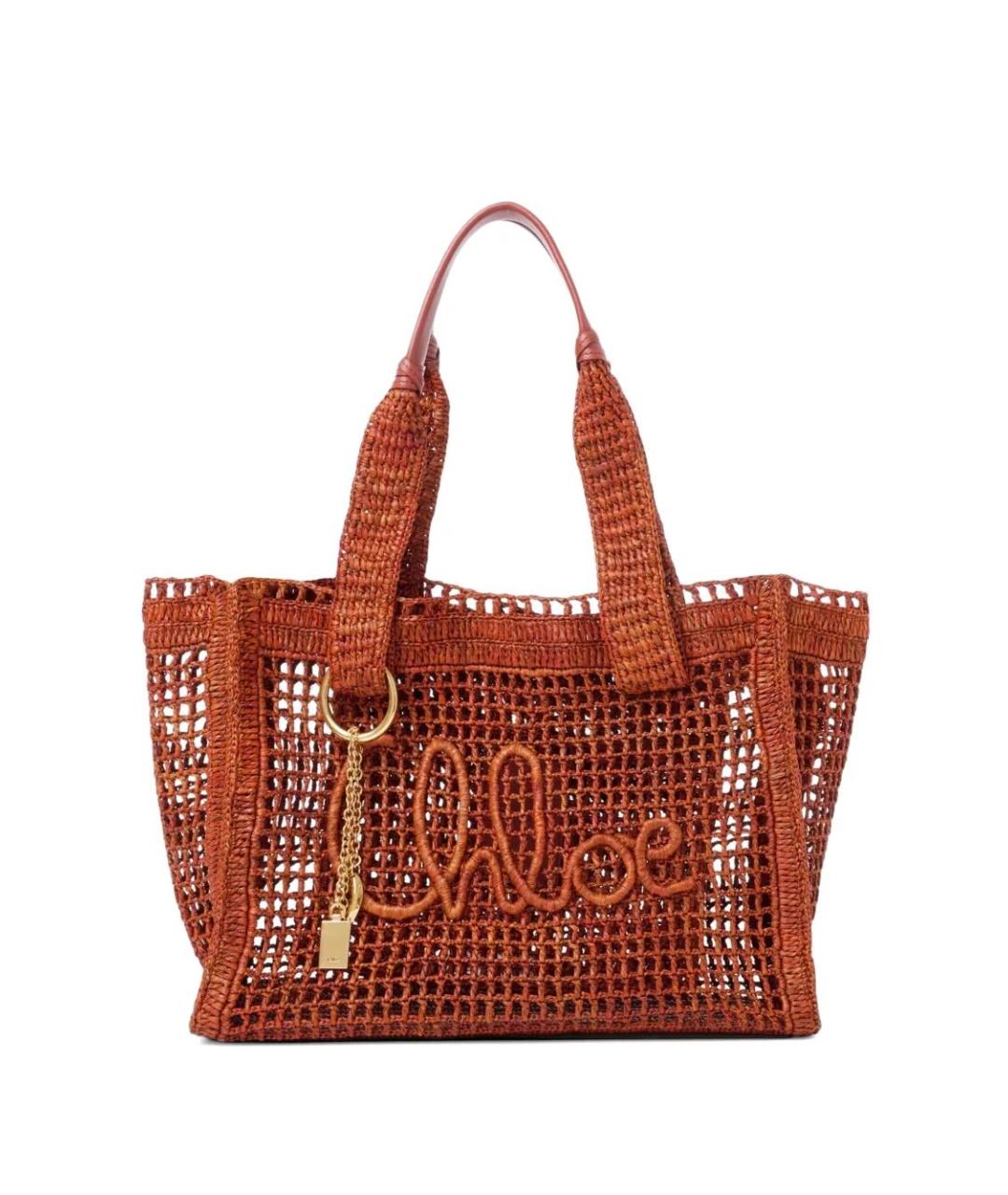 CHLOE Коричневая пелетеная сумка тоут, фото 1