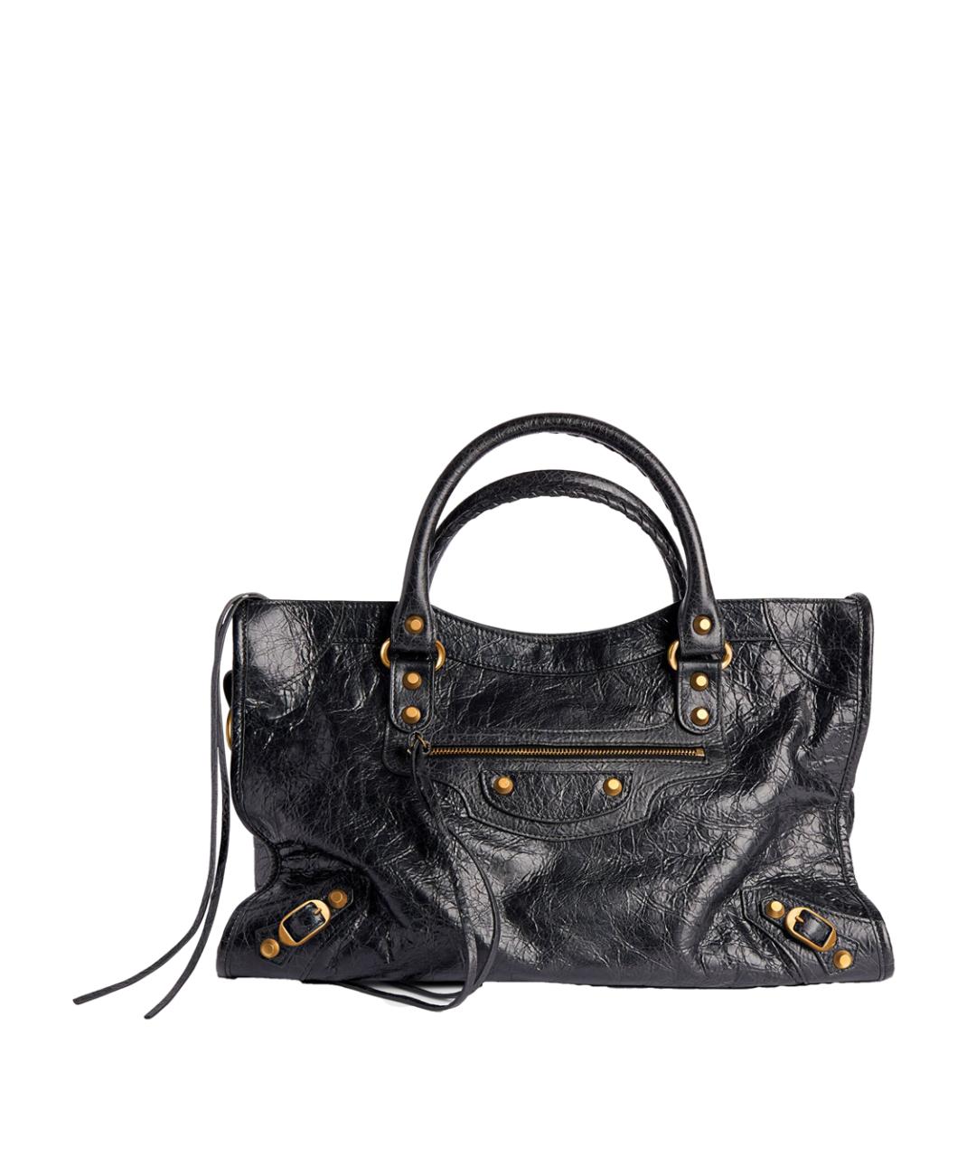 BALENCIAGA Черная кожаная сумка тоут, фото 1