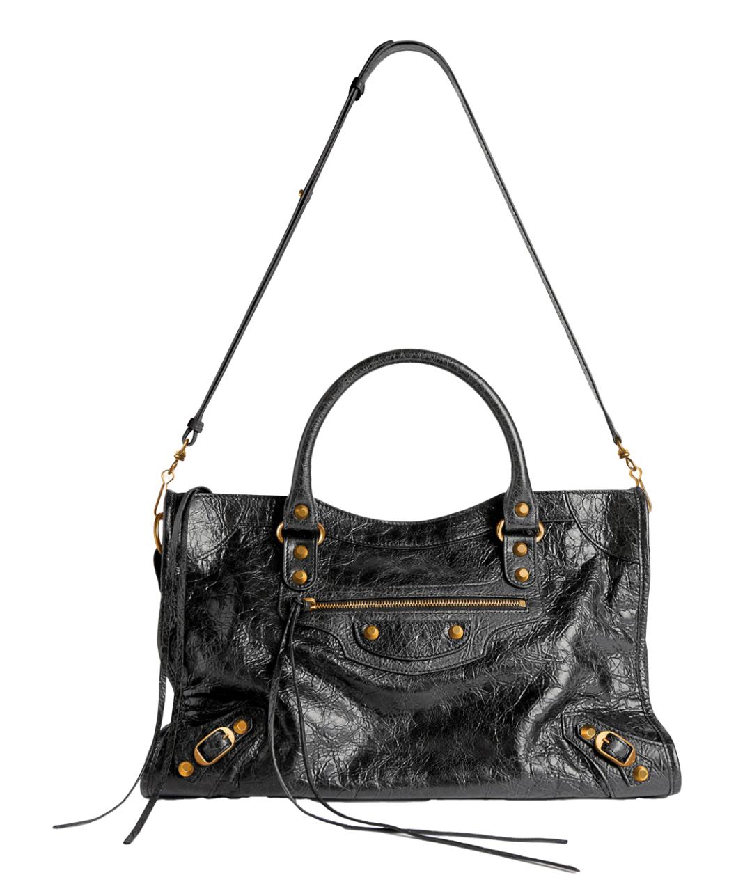 BALENCIAGA Черная кожаная сумка тоут, фото 3