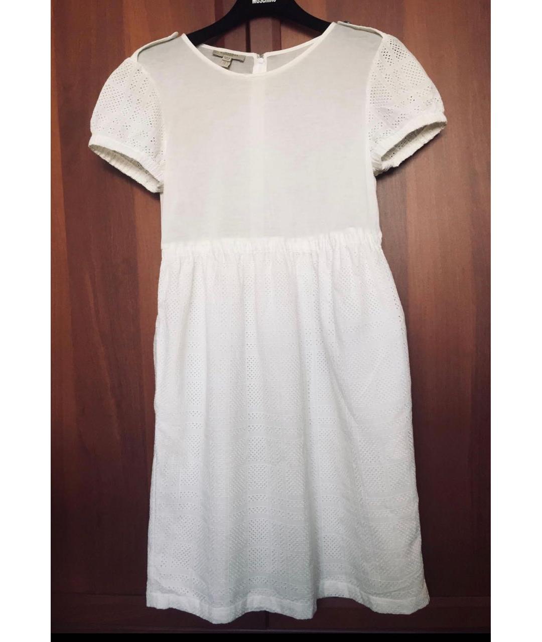 BURBERRY Белое хлопковое повседневное платье, фото 7