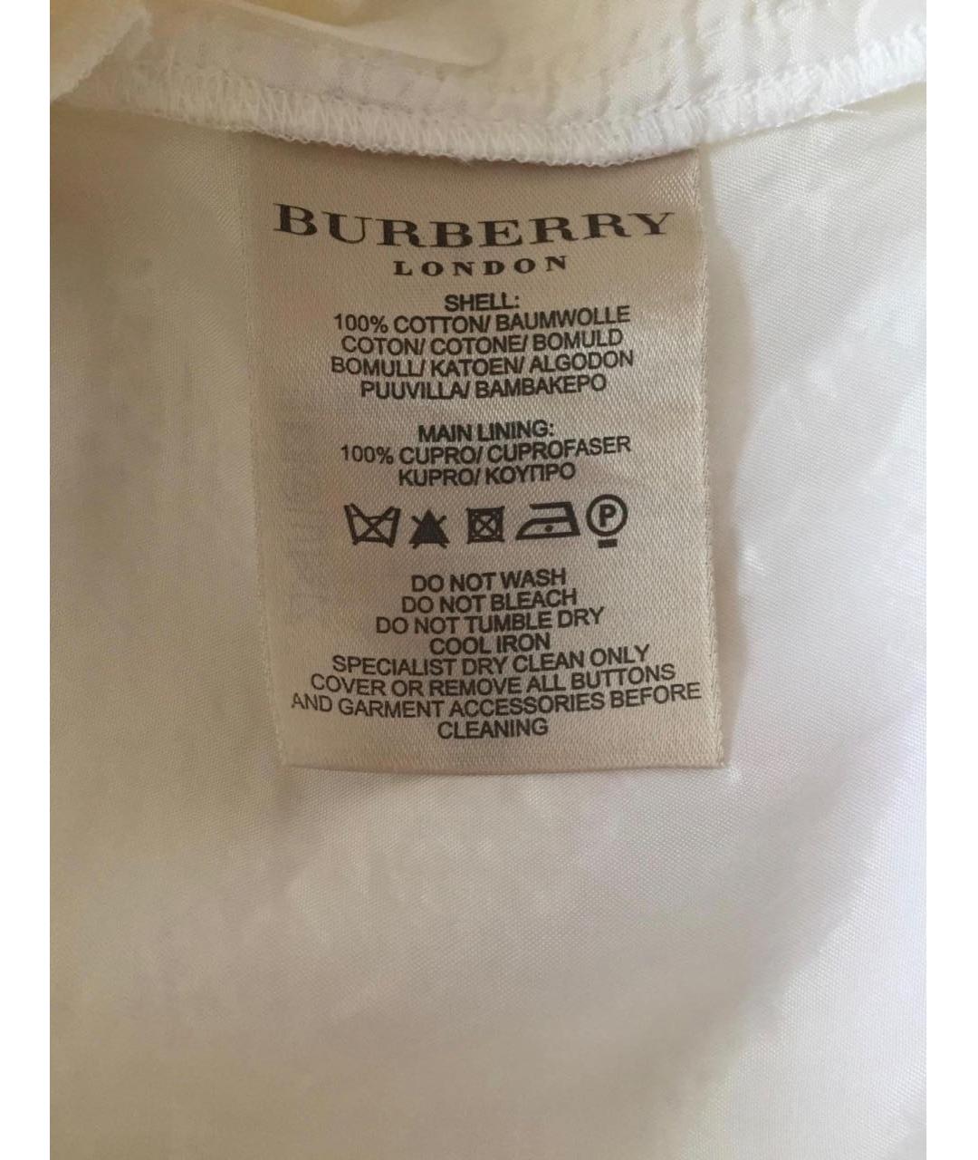 BURBERRY Белое хлопковое повседневное платье, фото 6