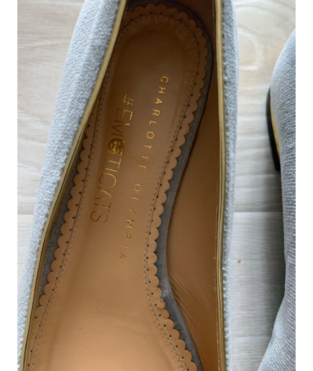 CHARLOTTE OLYMPIA Голубые бархатные балетки, фото 5