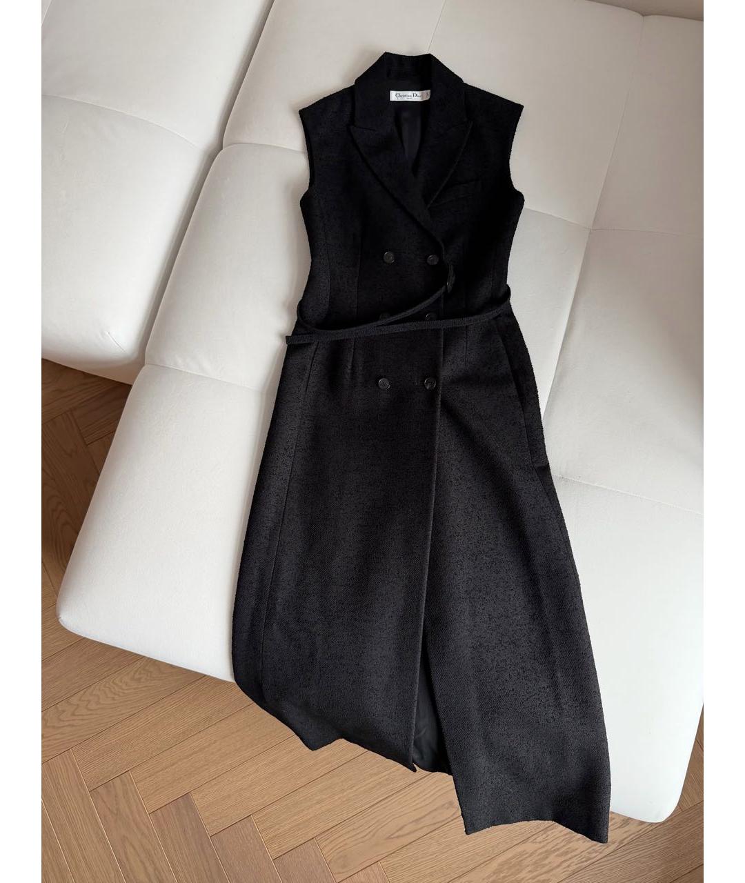 CHRISTIAN DIOR Черное твидовое повседневное платье, фото 2