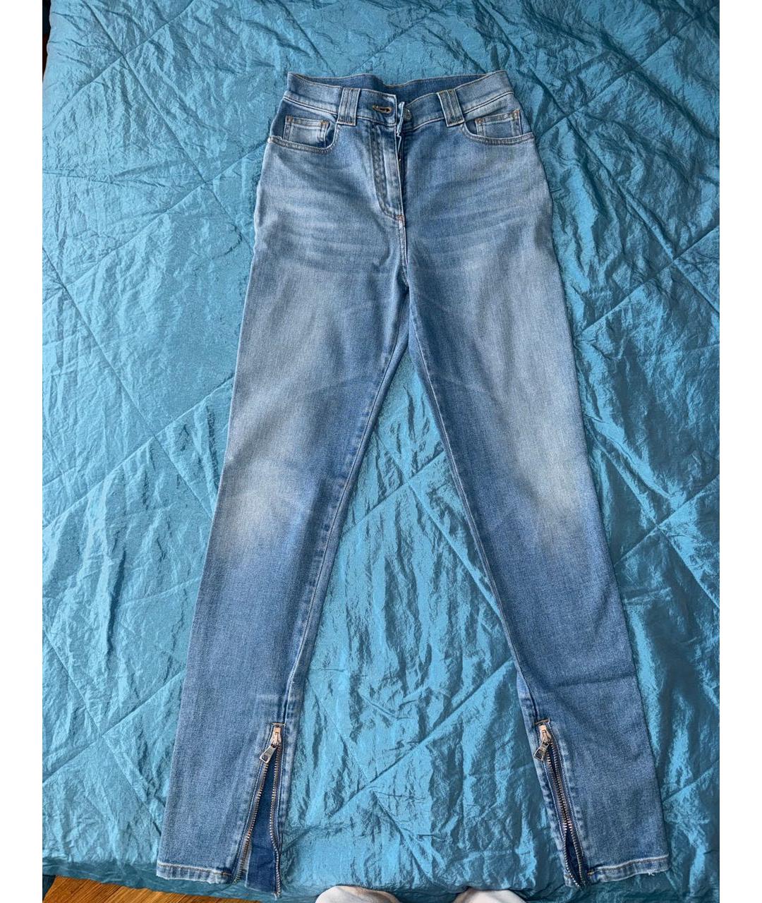 BALMAIN Голубые хлопко-эластановые джинсы слим, фото 7