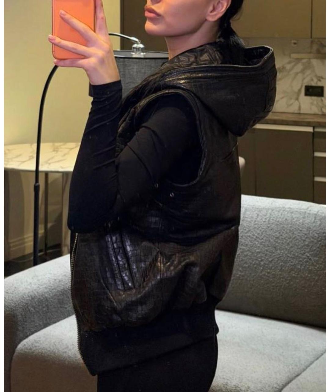 PHILIPP PLEIN Черный кожаный жилет, фото 8