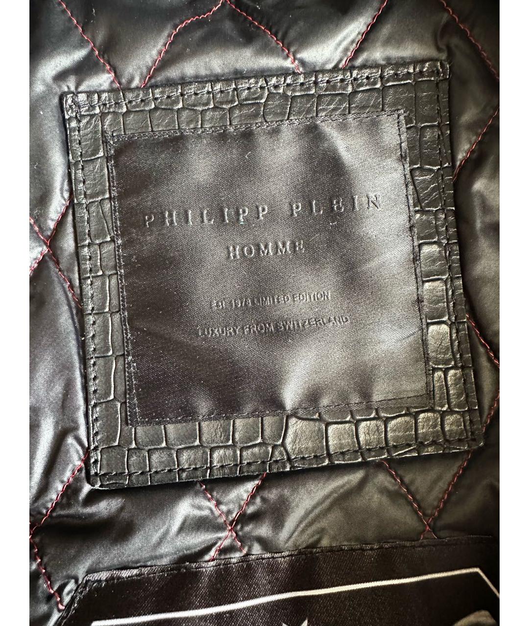 PHILIPP PLEIN Черный кожаный жилет, фото 6