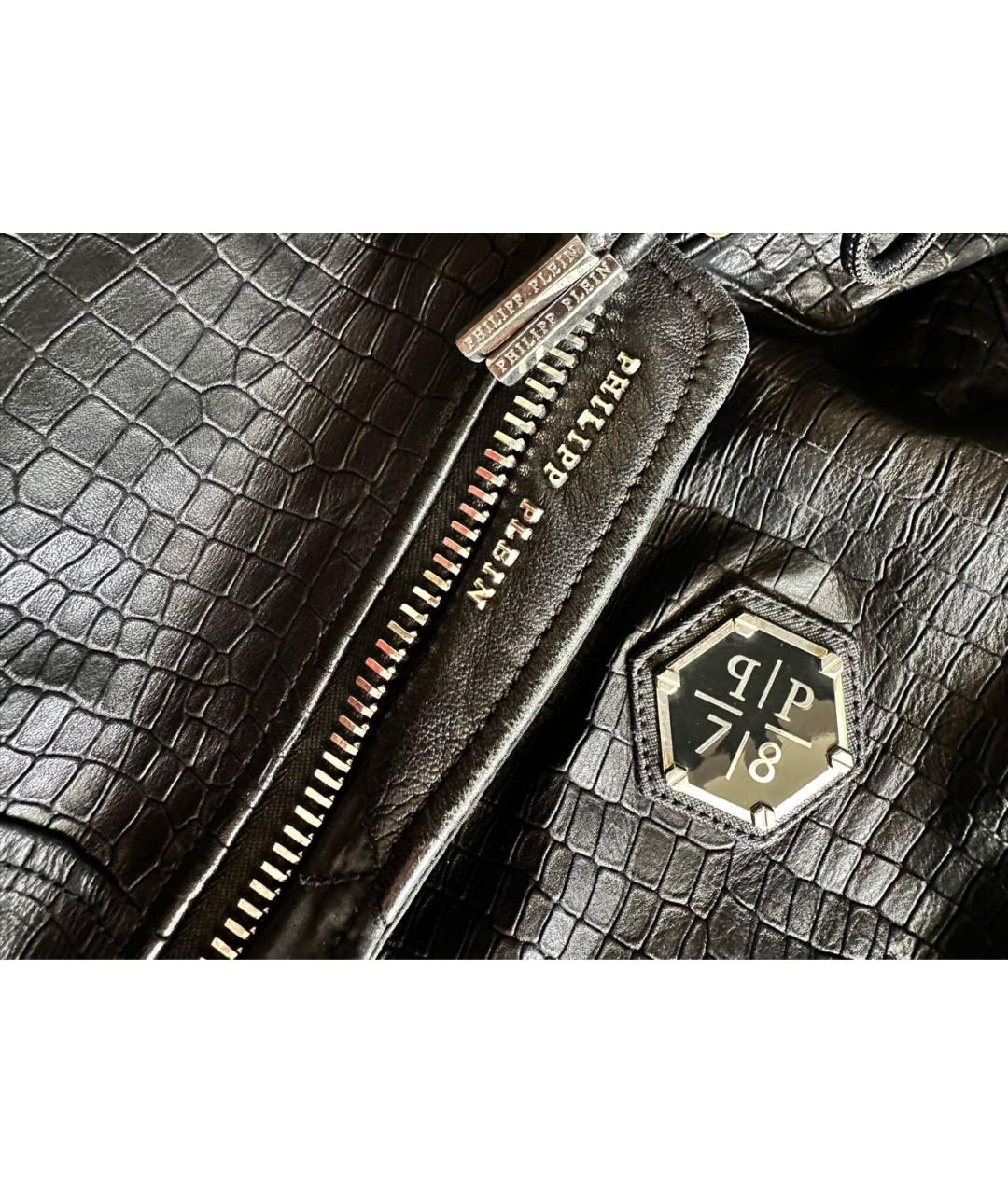 PHILIPP PLEIN Черный кожаный жилет, фото 4