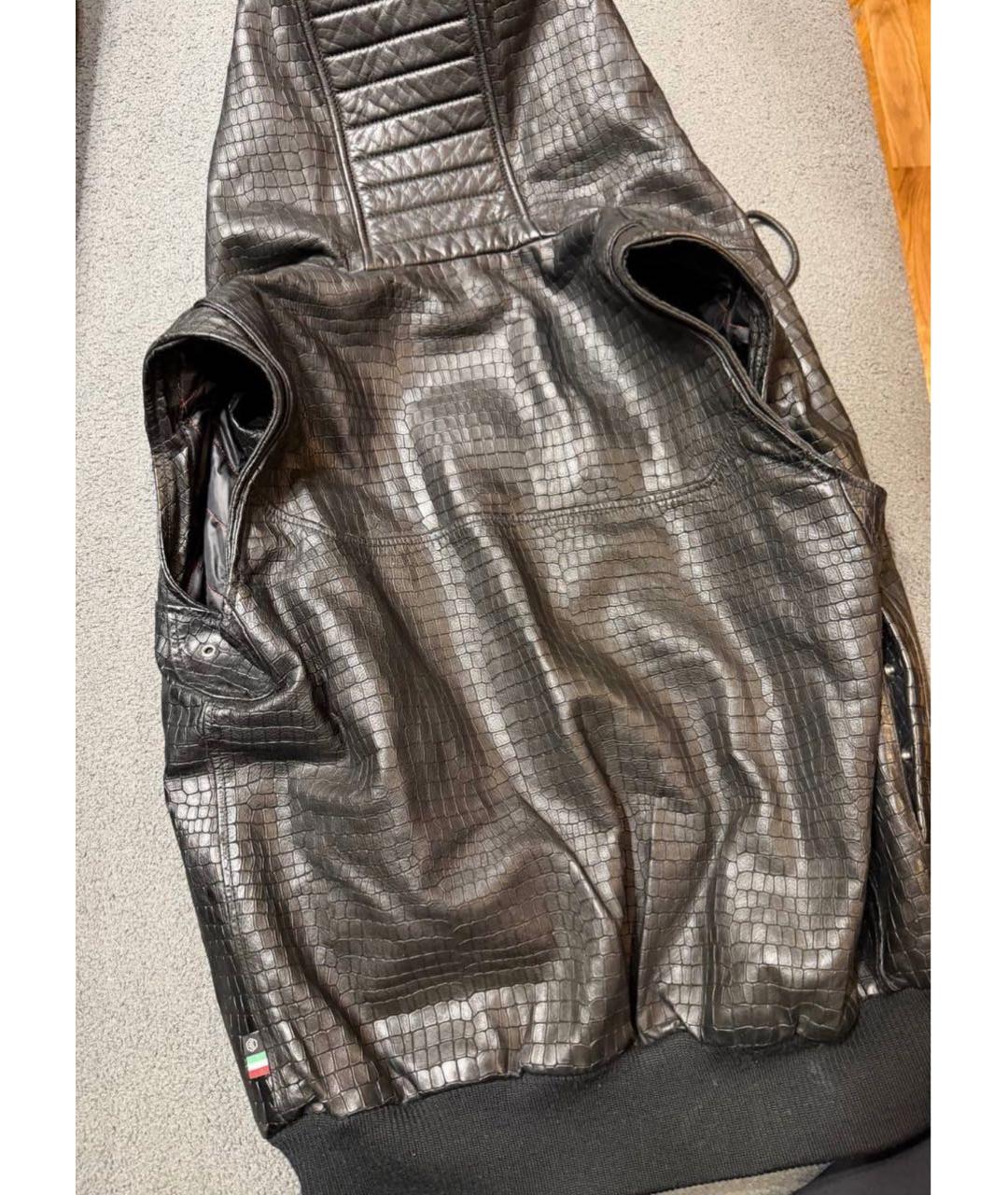 PHILIPP PLEIN Черный кожаный жилет, фото 5