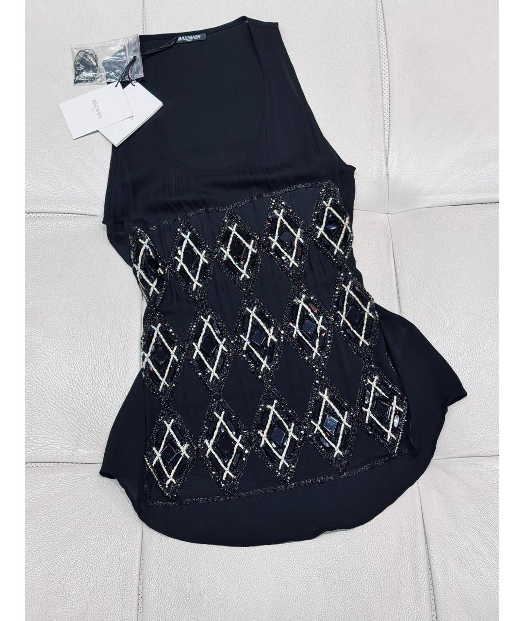 BALMAIN Черная шелковая майка, фото 5