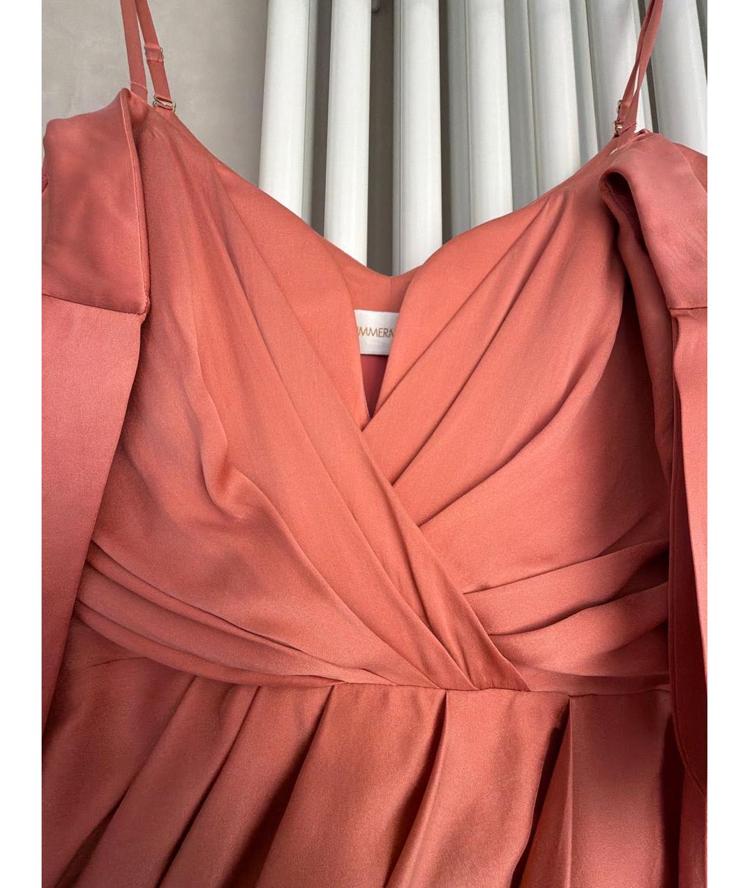 ZIMMERMANN Коралловое шелковое коктейльное платье, фото 4