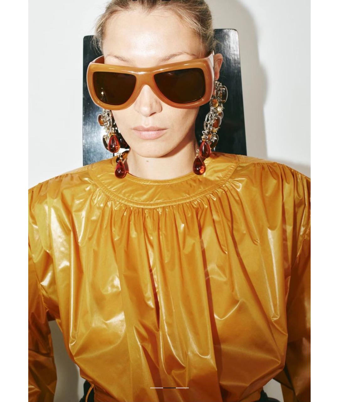 SAINT LAURENT Горчичные пластиковые солнцезащитные очки, фото 6