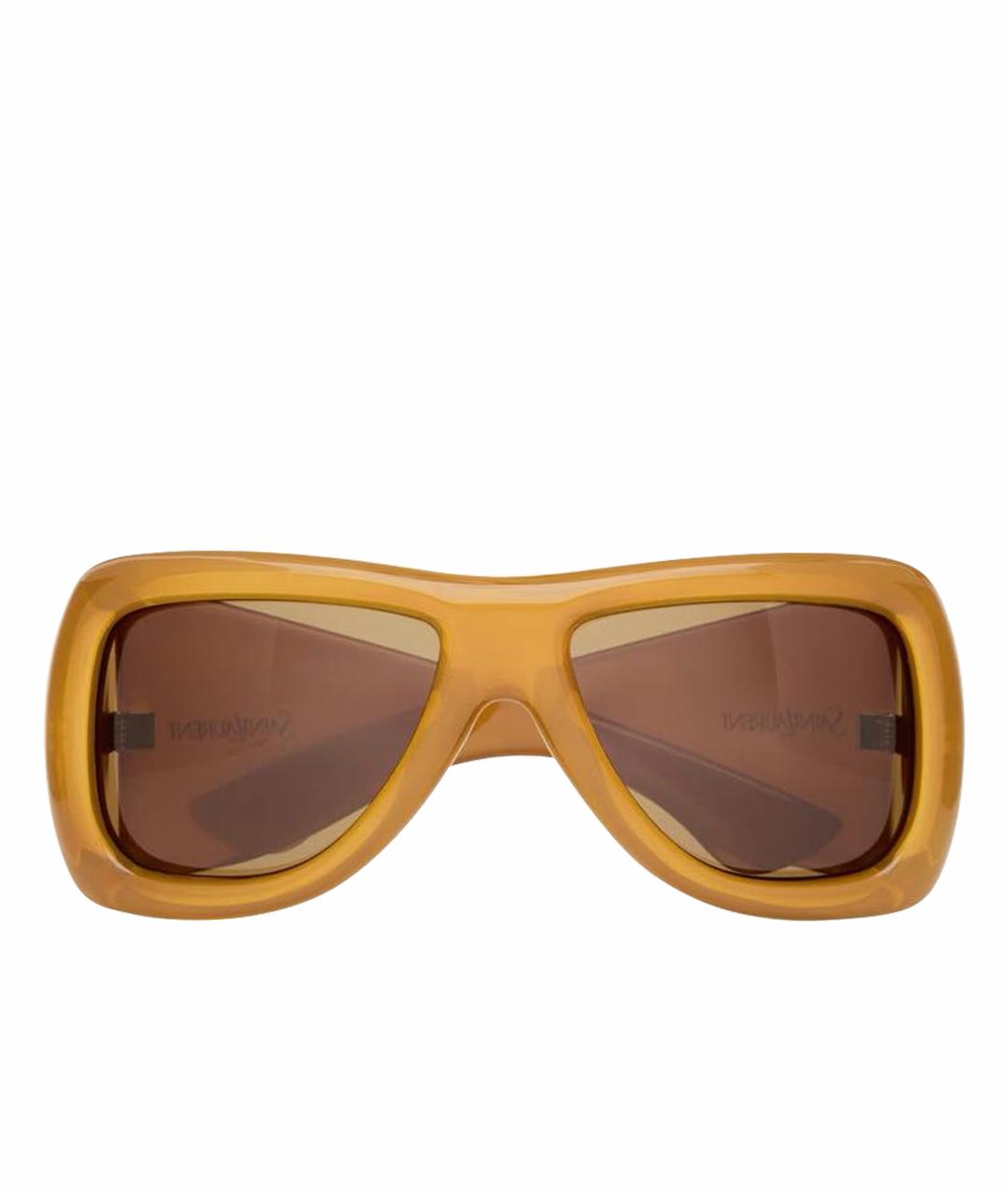 SAINT LAURENT Горчичные пластиковые солнцезащитные очки, фото 1