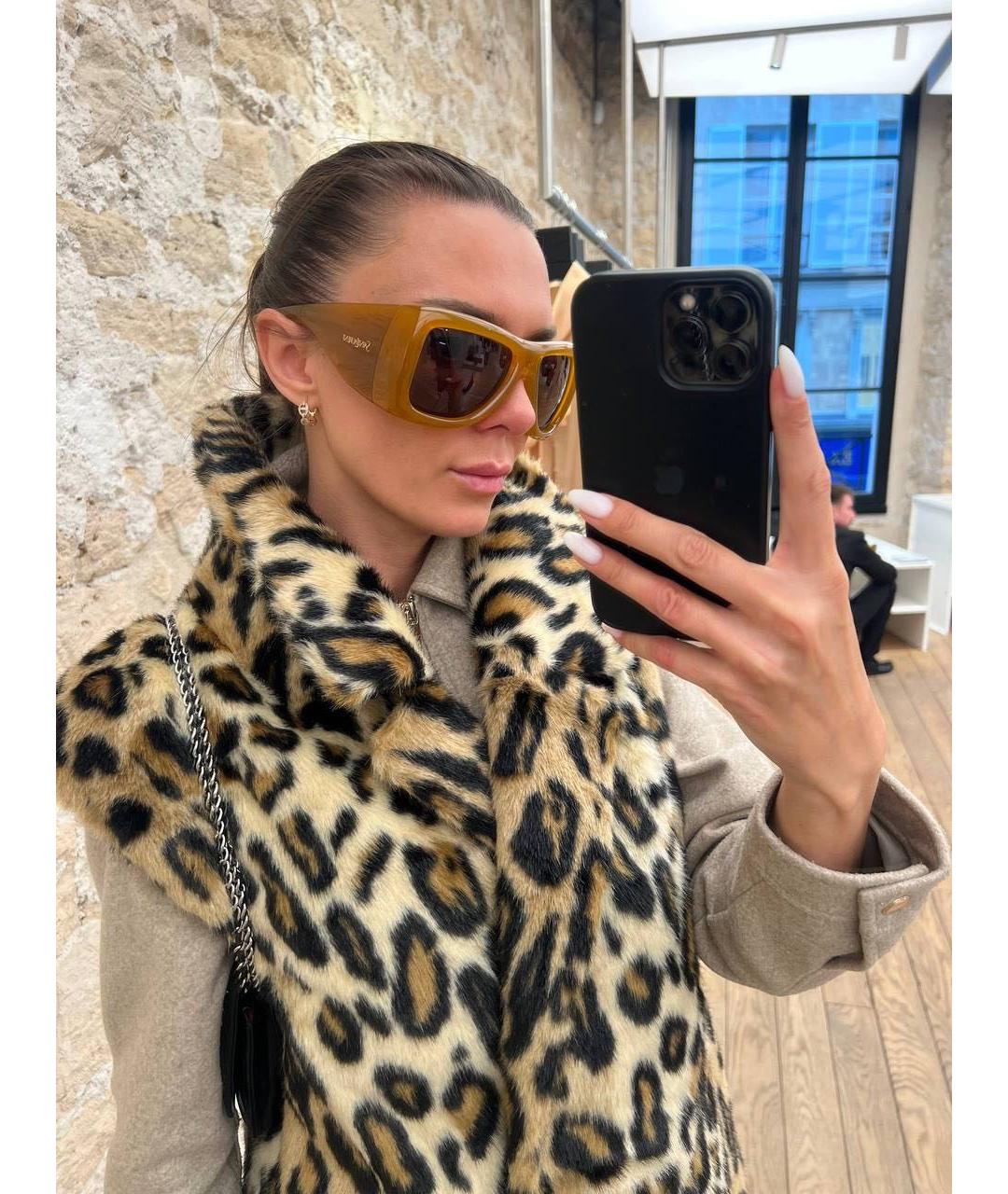 SAINT LAURENT Горчичные пластиковые солнцезащитные очки, фото 5