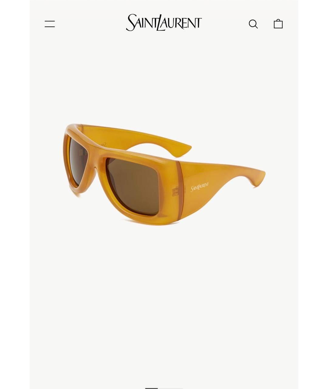 SAINT LAURENT Горчичные пластиковые солнцезащитные очки, фото 2