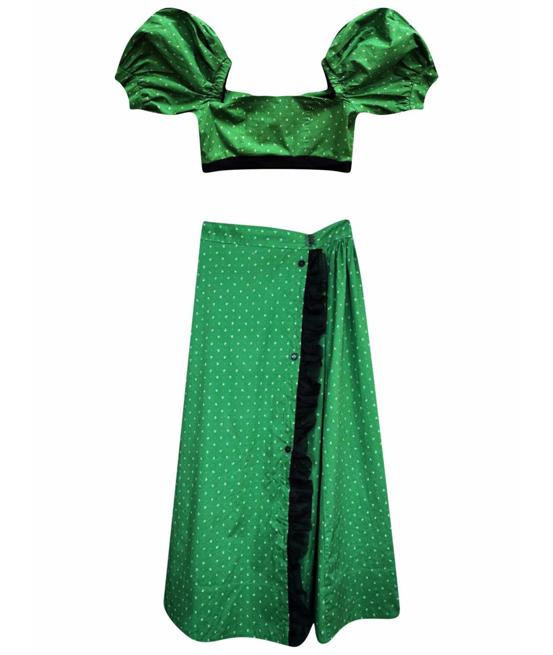 ULYANA SERGEENKO Зеленый хлопковый костюм с юбками, фото 1