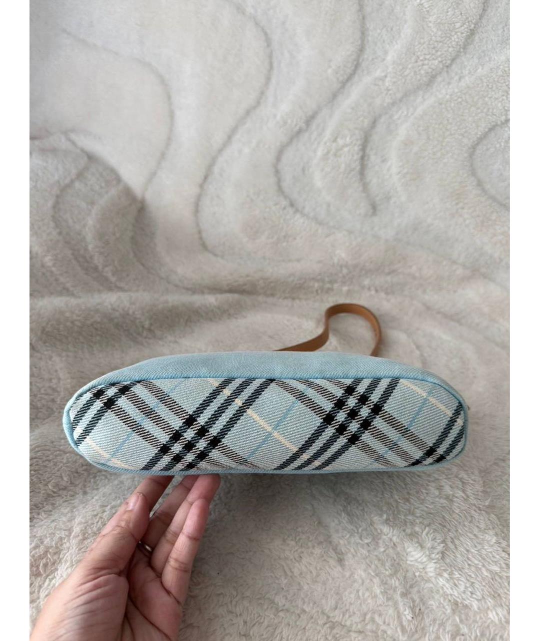 BURBERRY Голубая деним сумка с короткими ручками, фото 6