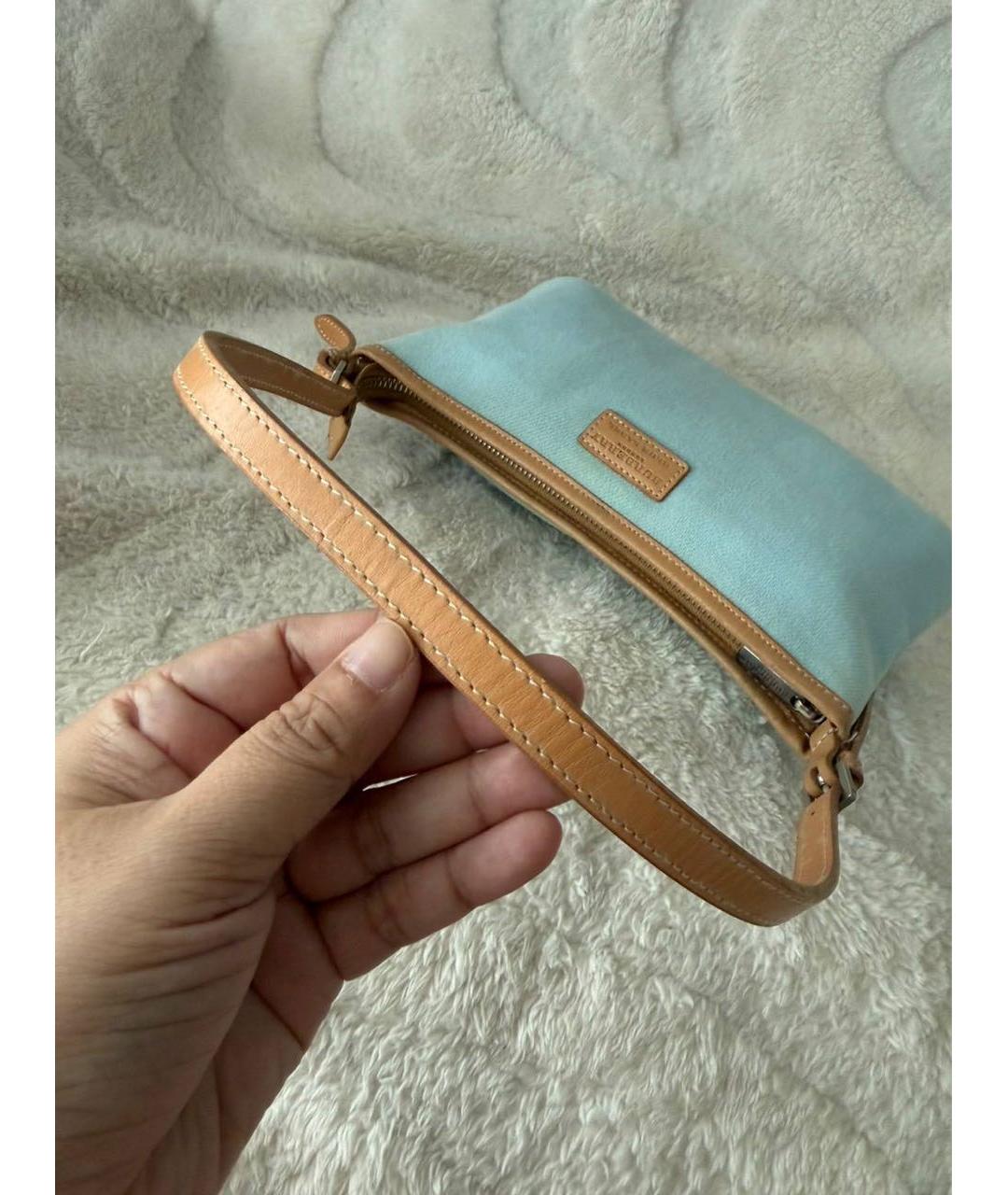 BURBERRY Голубая деним сумка с короткими ручками, фото 7