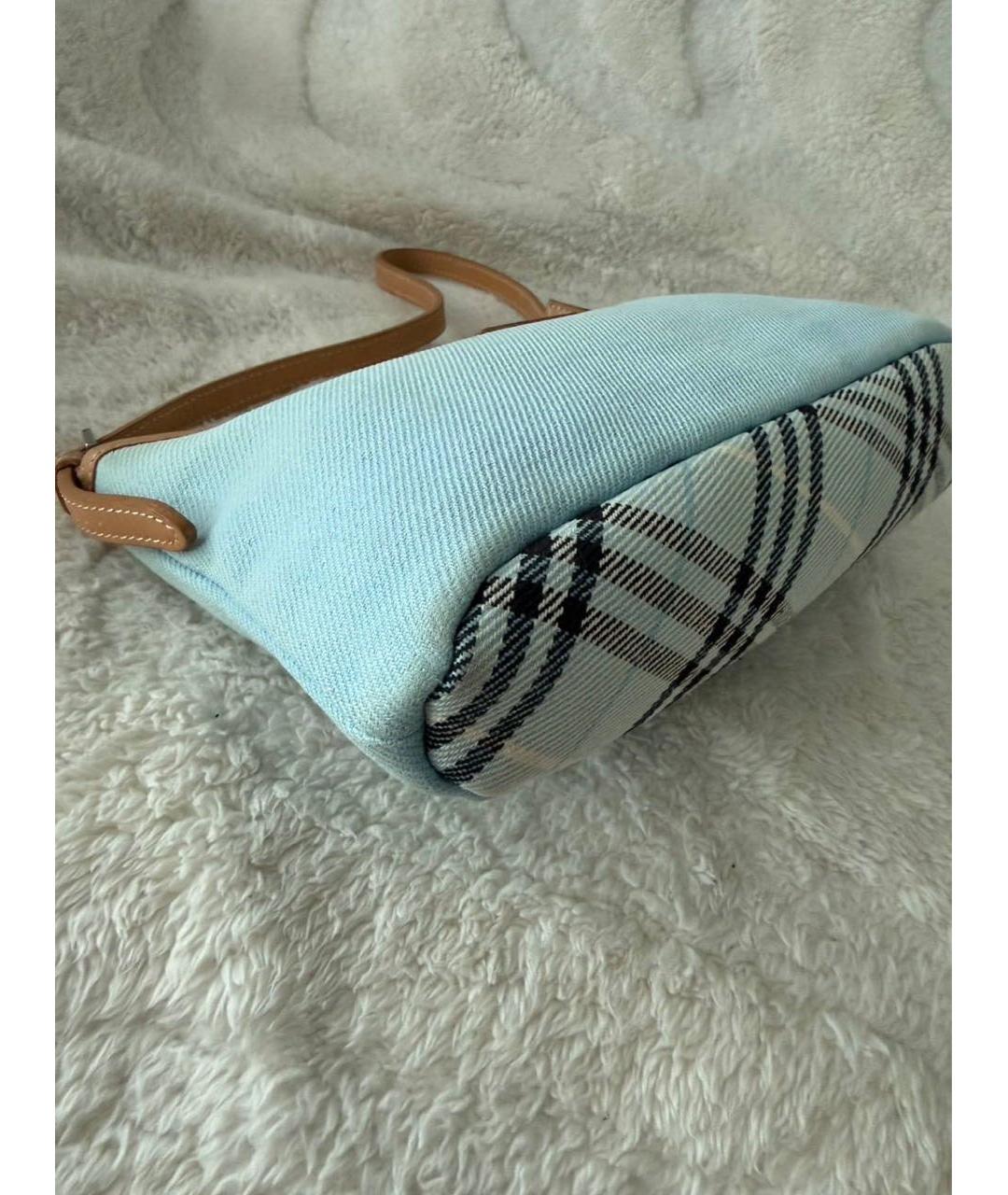 BURBERRY Голубая деним сумка с короткими ручками, фото 3