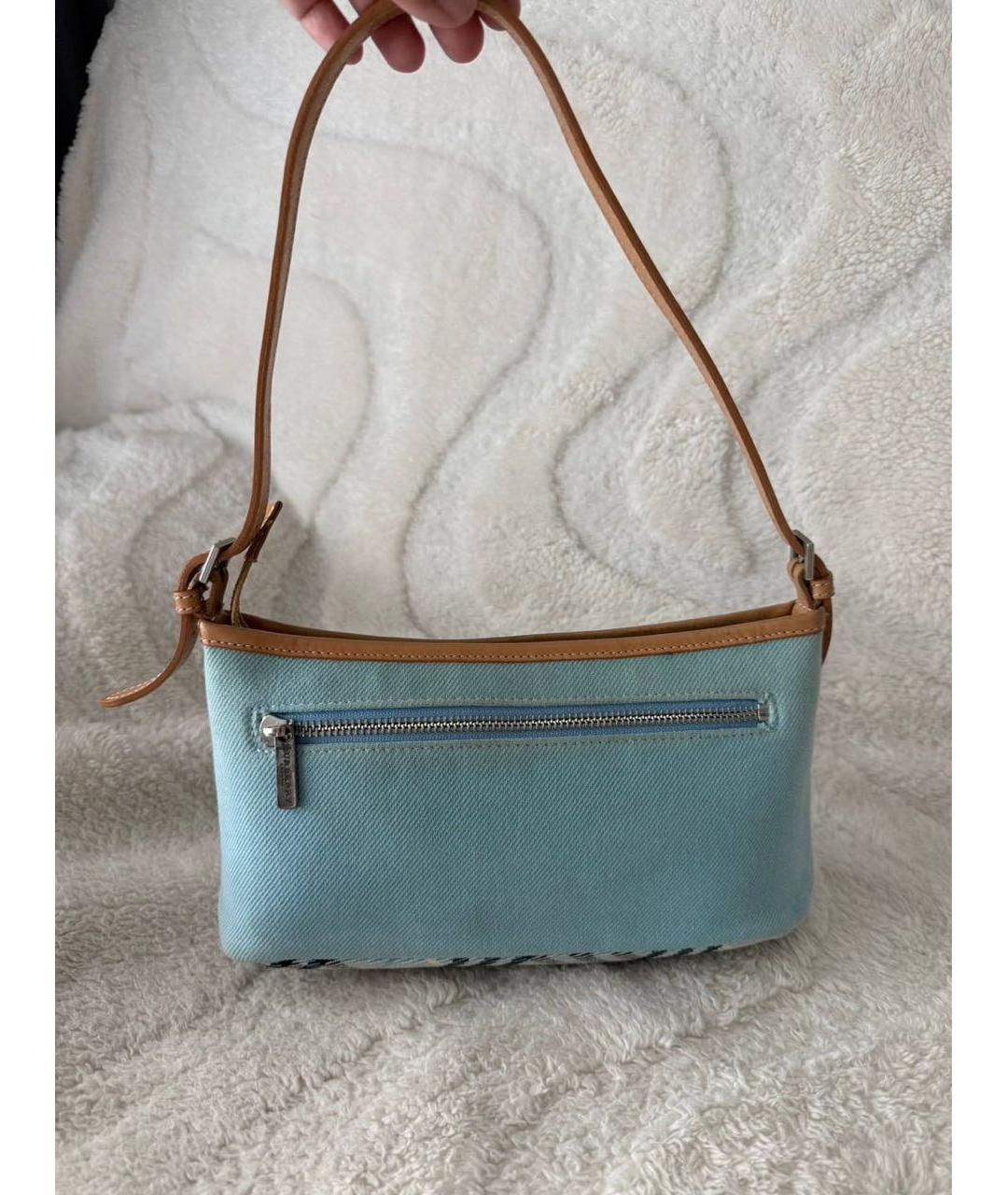 BURBERRY Голубая деним сумка с короткими ручками, фото 5