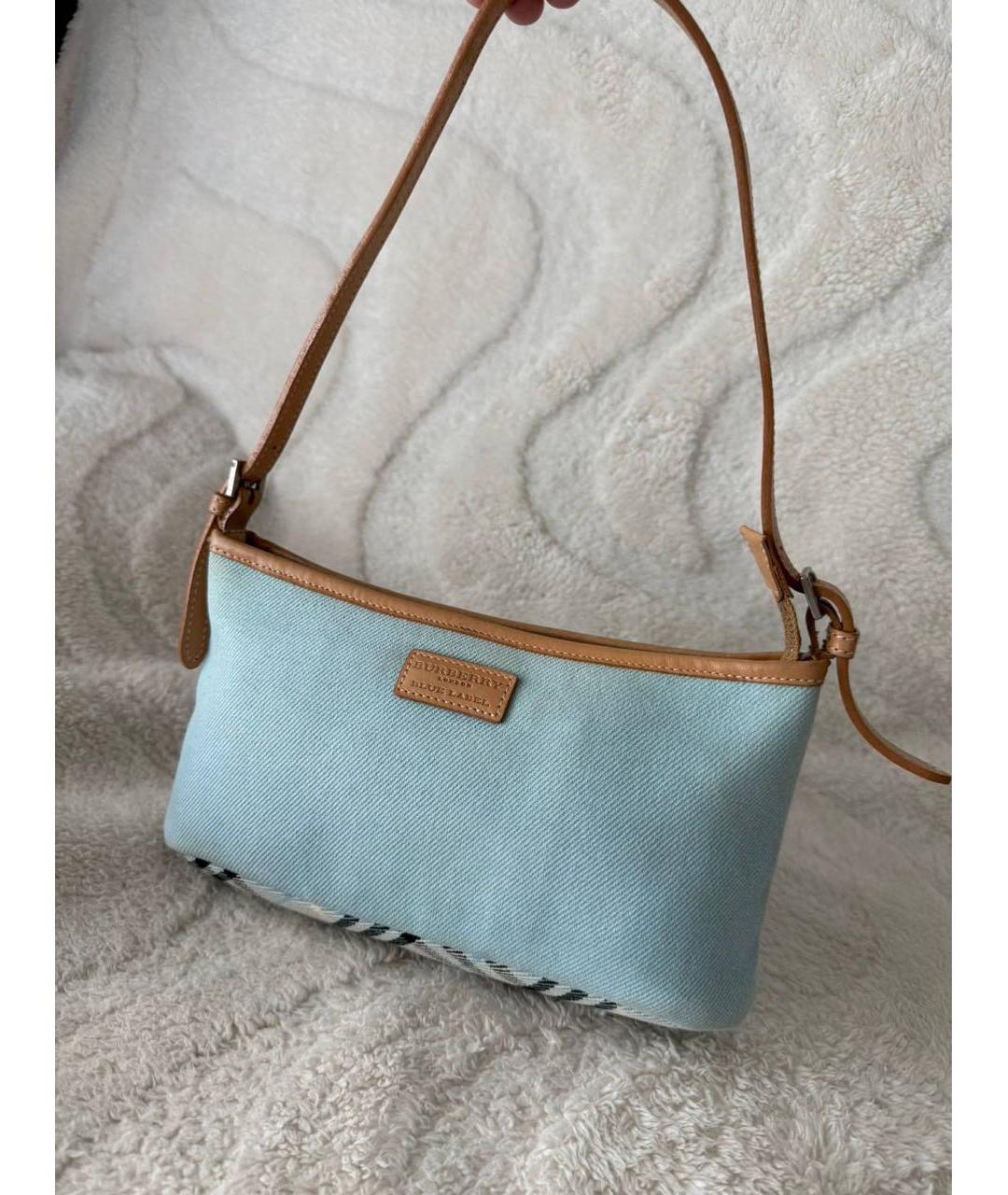 BURBERRY Голубая деним сумка с короткими ручками, фото 2