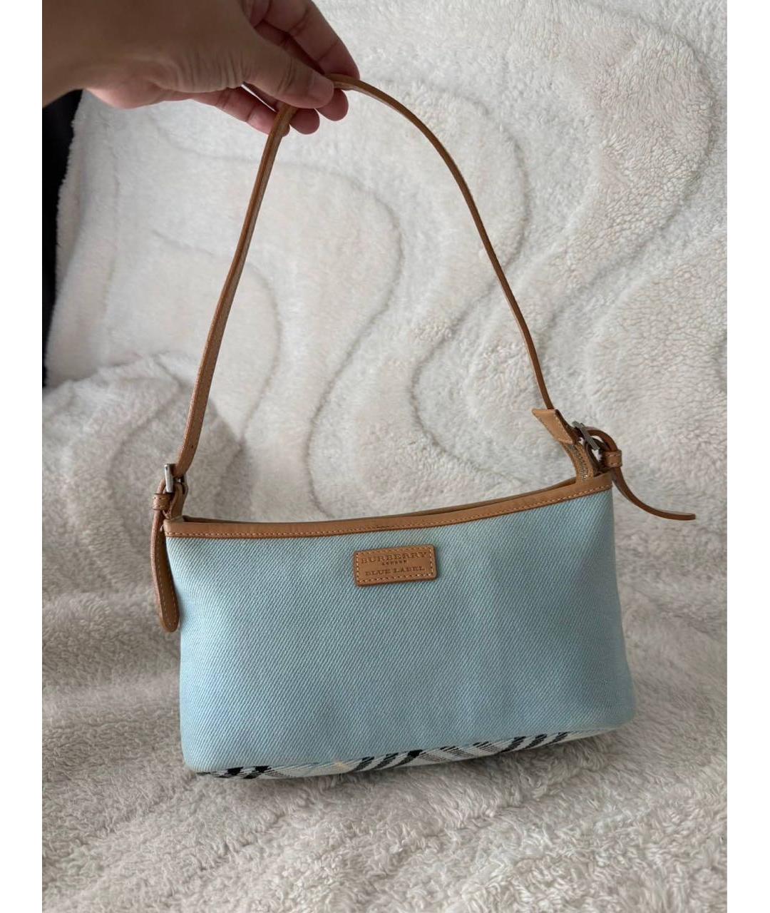 BURBERRY Голубая деним сумка с короткими ручками, фото 9