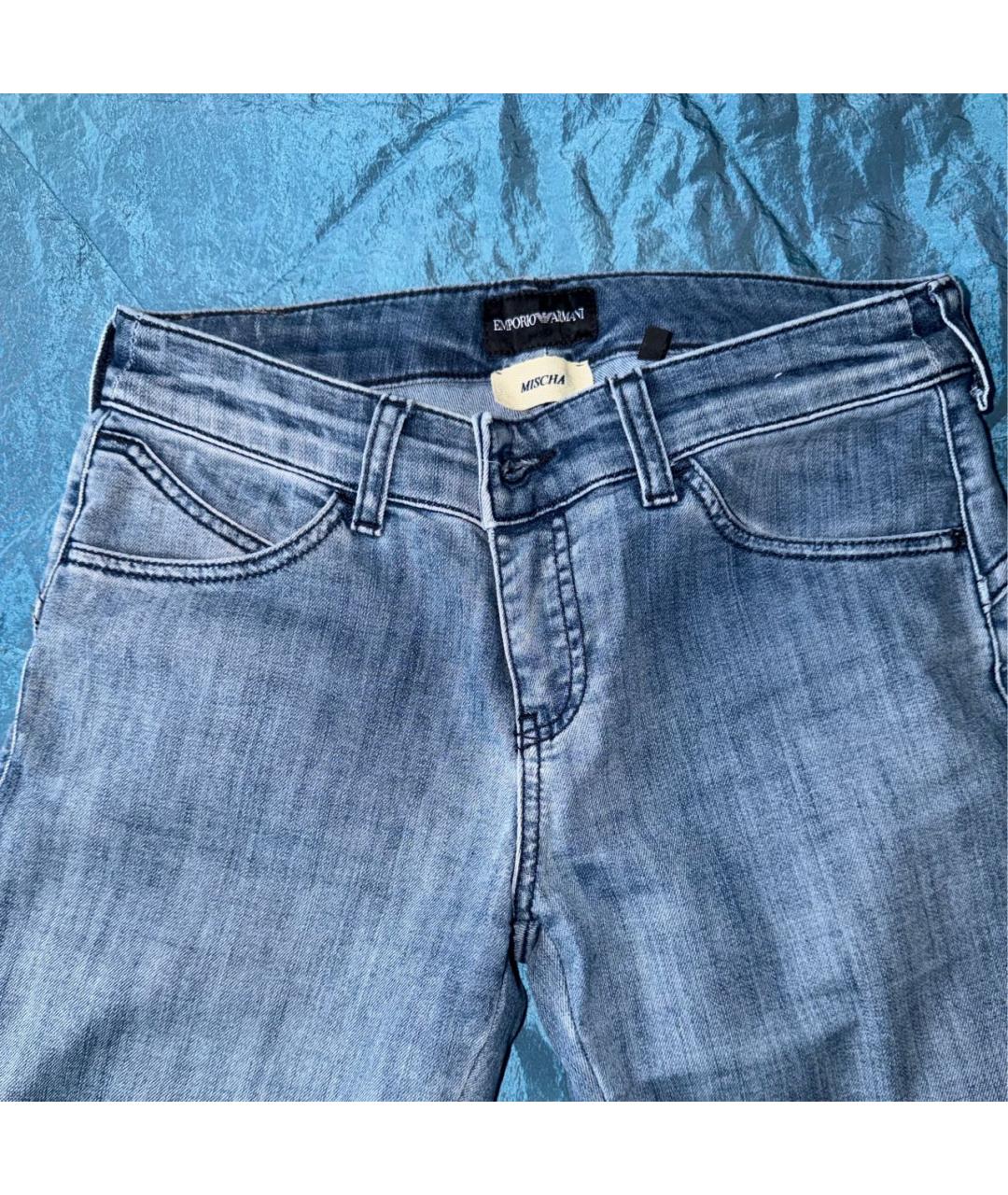 EMPORIO ARMANI Синие хлопко-эластановые джинсы слим, фото 4