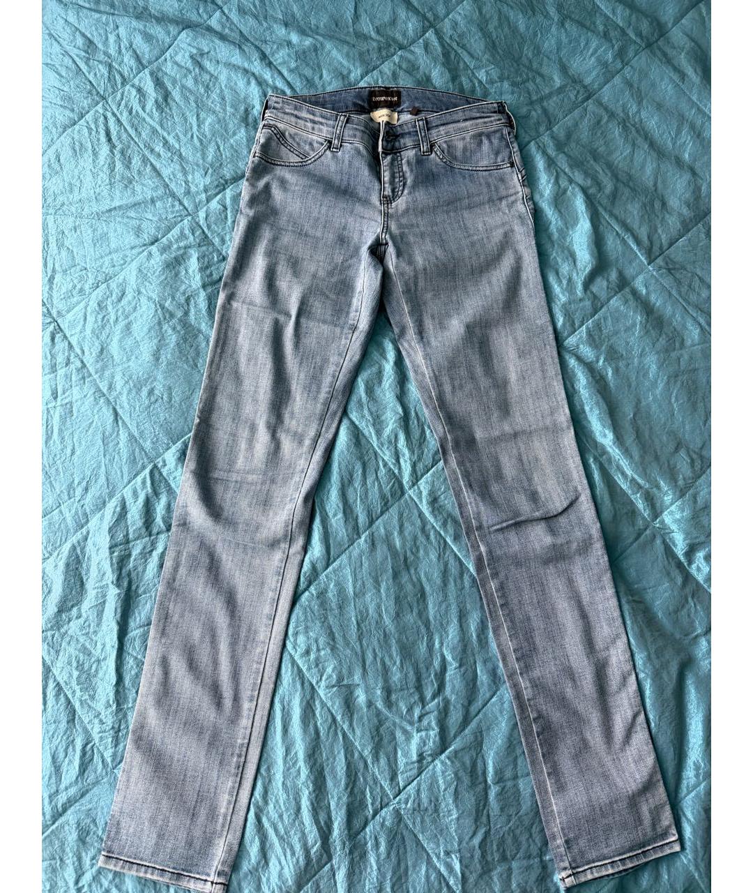 EMPORIO ARMANI Синие хлопко-эластановые джинсы слим, фото 5