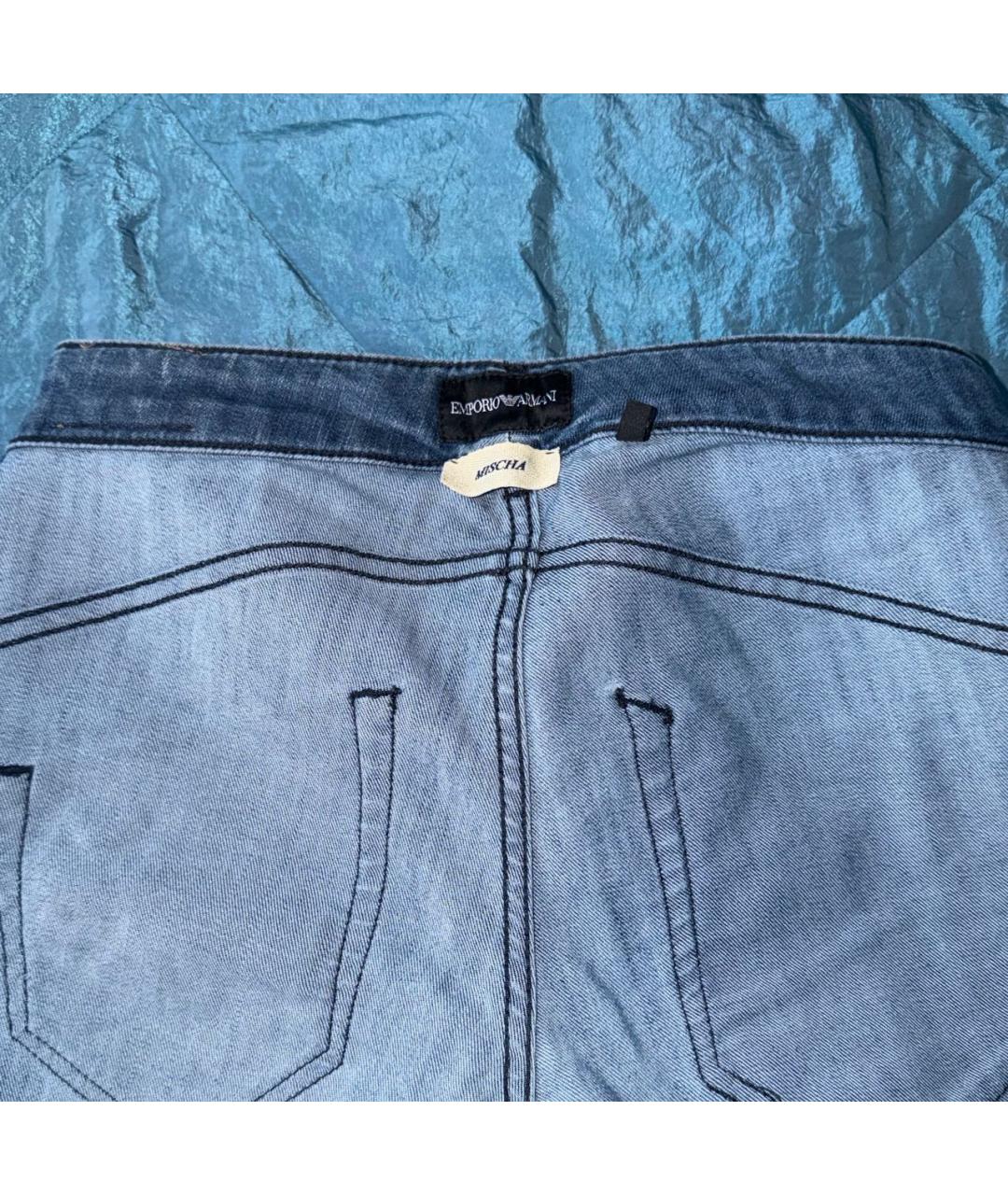 EMPORIO ARMANI Синие хлопко-эластановые джинсы слим, фото 3