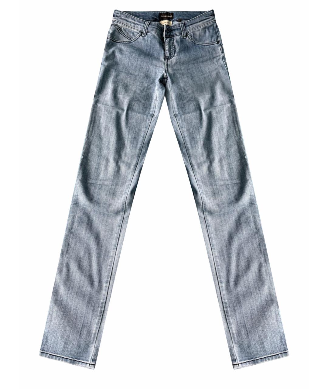 EMPORIO ARMANI Синие хлопко-эластановые джинсы слим, фото 1