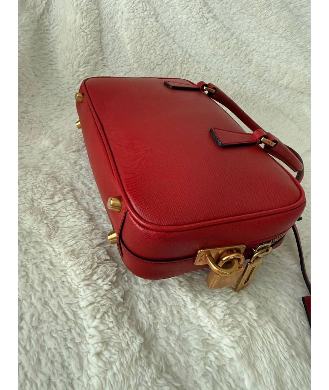 PRADA Красная кожаная сумка с короткими ручками, фото 4