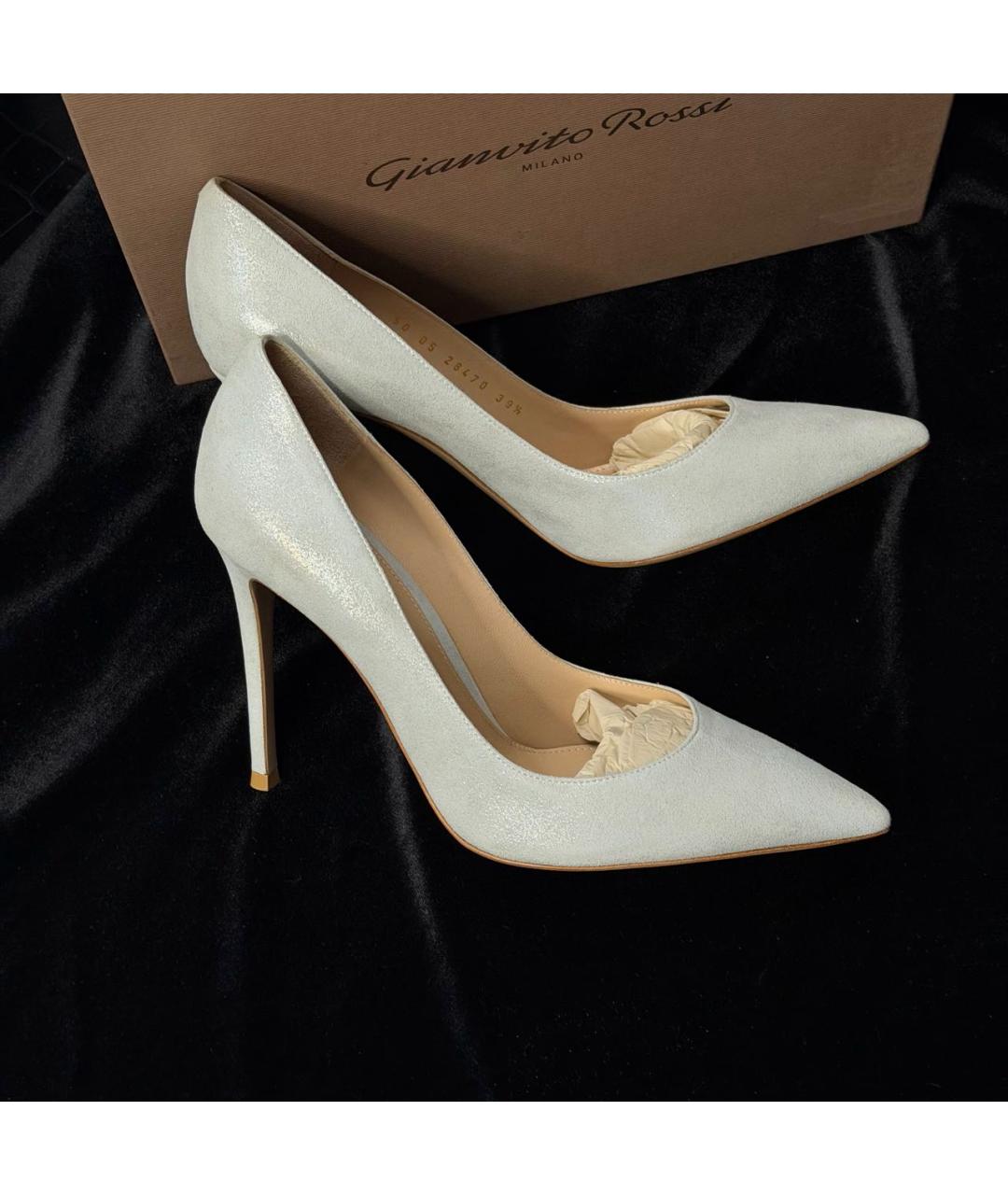 GIANVITO ROSSI Серебряные замшевые туфли, фото 2