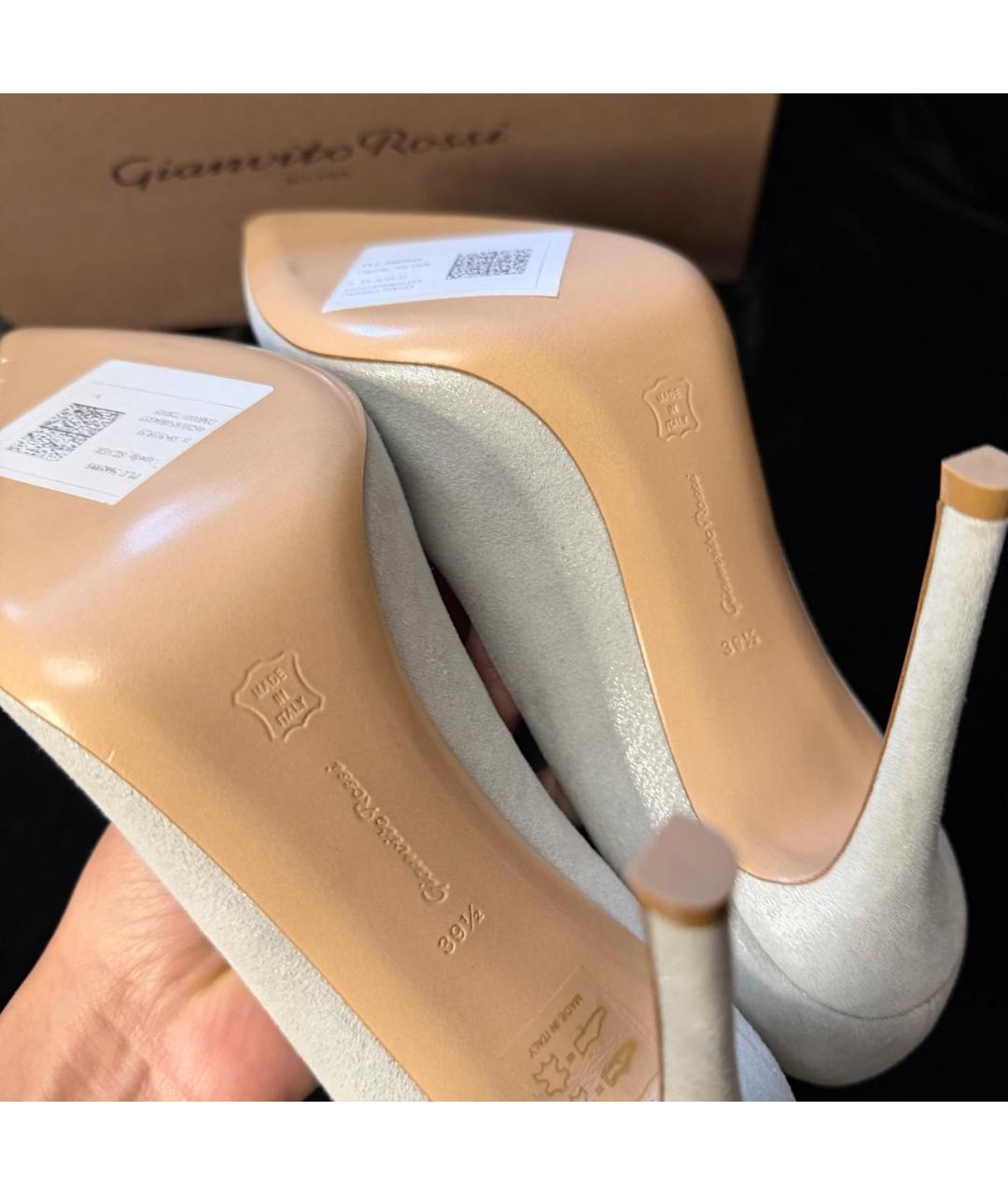 GIANVITO ROSSI Серебряные замшевые туфли, фото 4