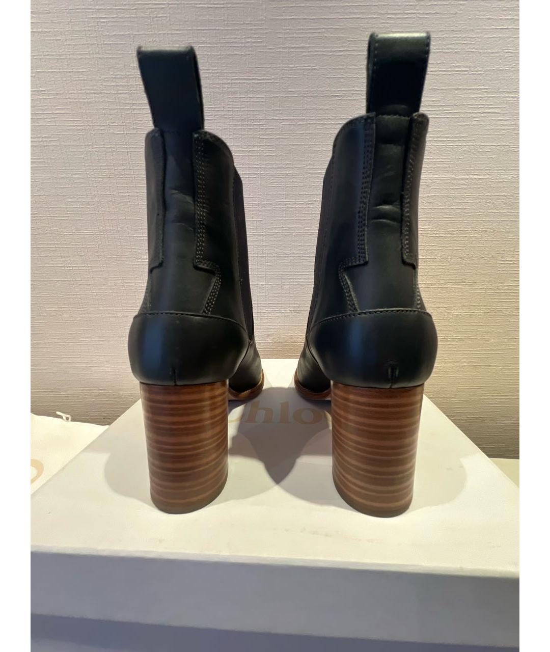 CHLOE Темно-синие кожаные ботильоны, фото 3