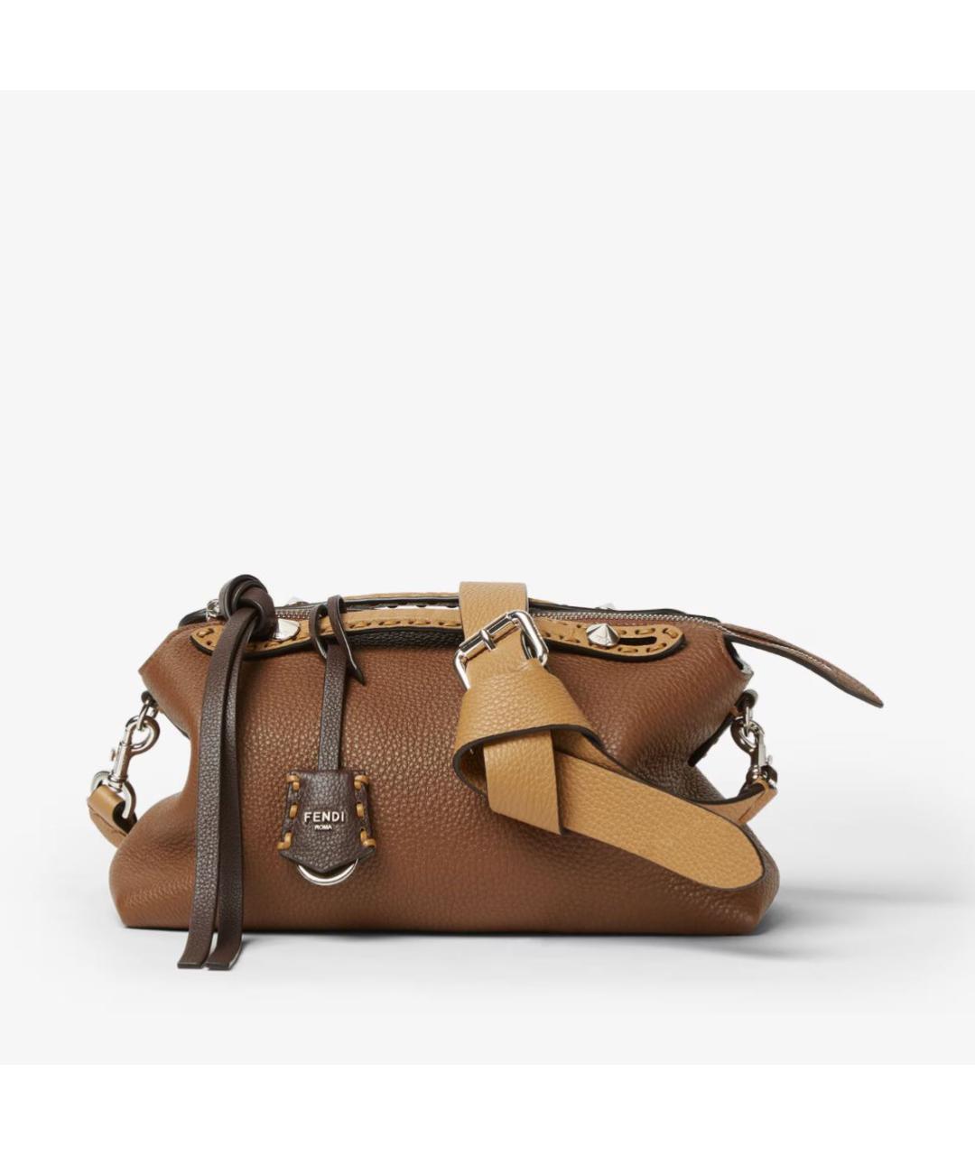 FENDI Коричневая кожаная сумка тоут, фото 3