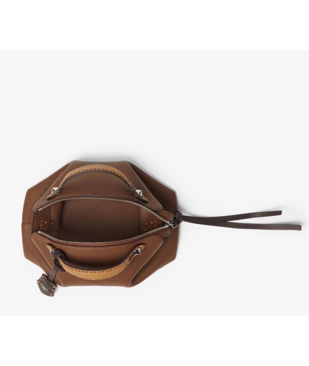 FENDI Коричневая кожаная сумка тоут, фото 5