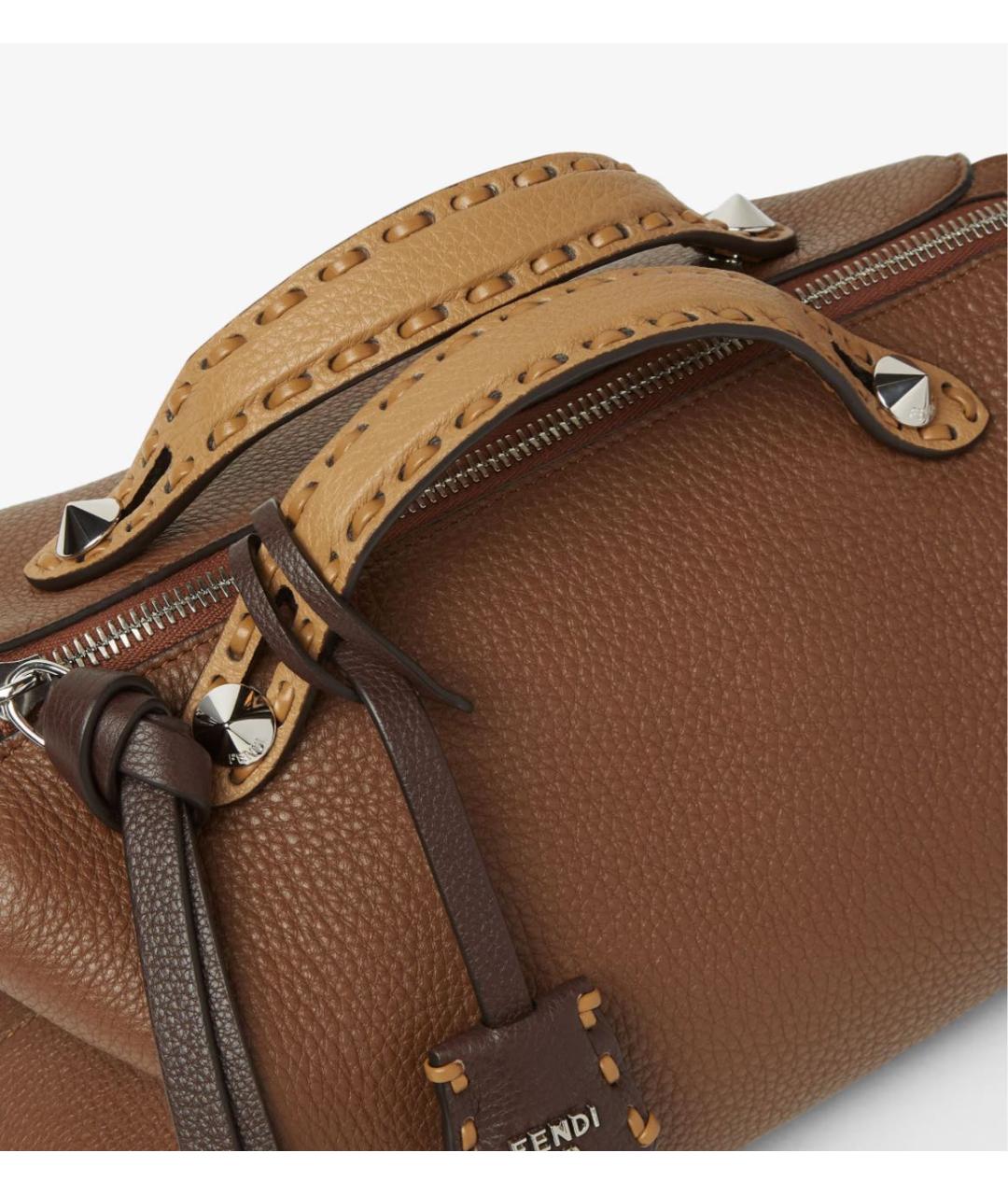FENDI Коричневая кожаная сумка тоут, фото 7