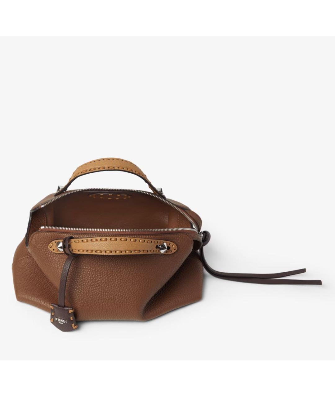 FENDI Коричневая кожаная сумка тоут, фото 4