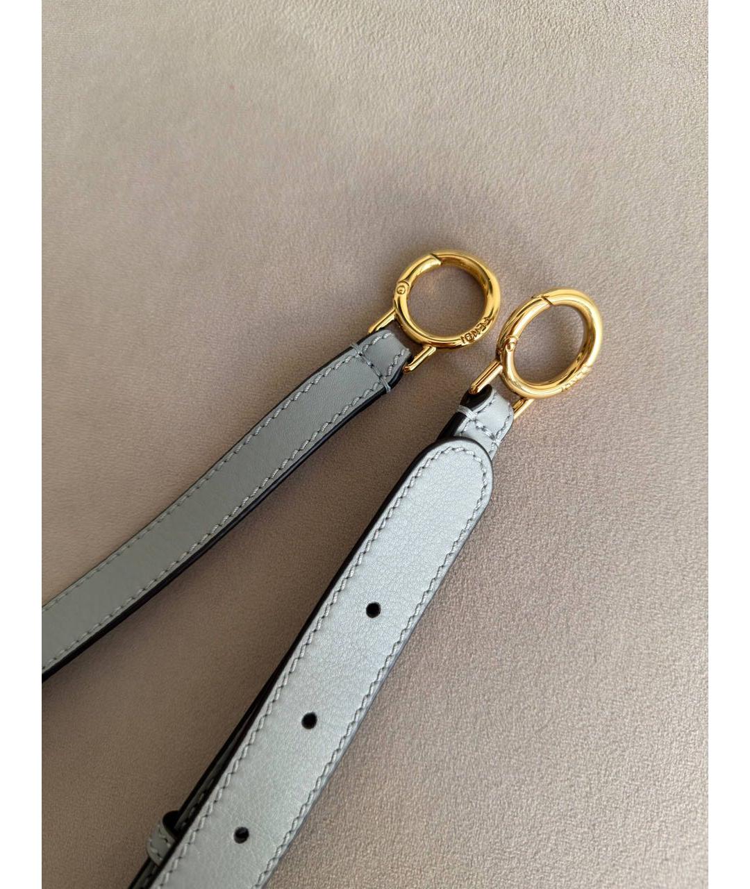 FENDI Серая кожаная сумка с короткими ручками, фото 6