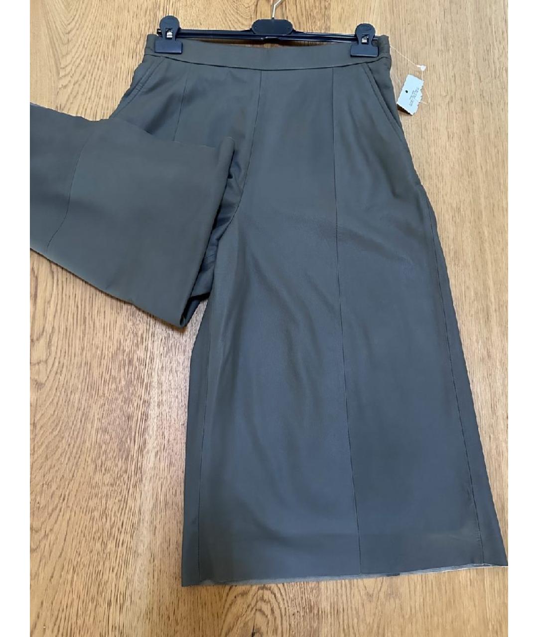 WEEKEND MAX MARA Хаки кожаные кюлоты, фото 4