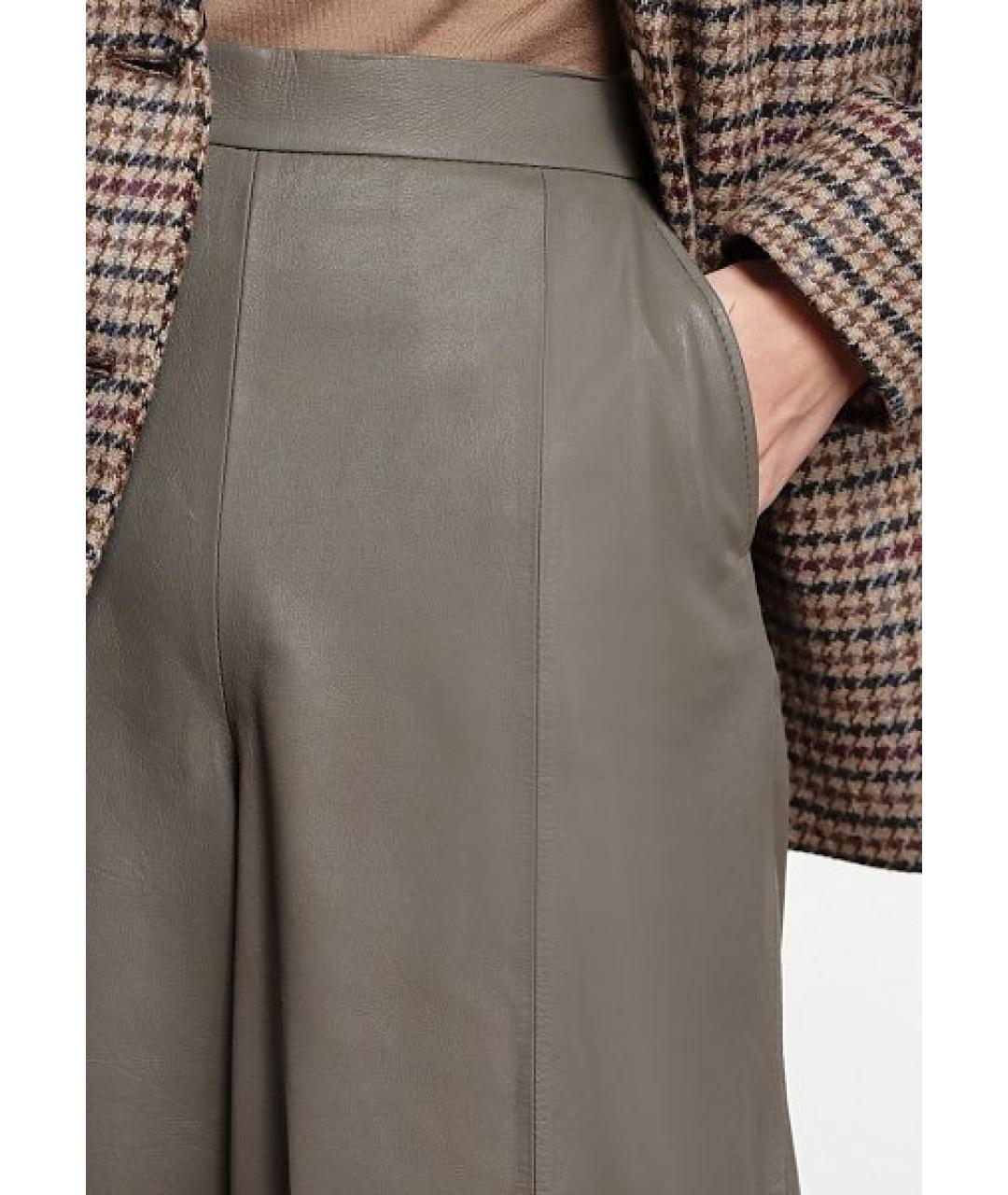 WEEKEND MAX MARA Хаки кожаные кюлоты, фото 2