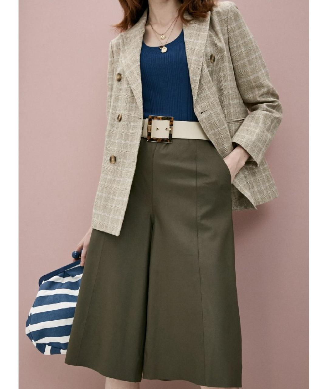 WEEKEND MAX MARA Хаки кожаные кюлоты, фото 3