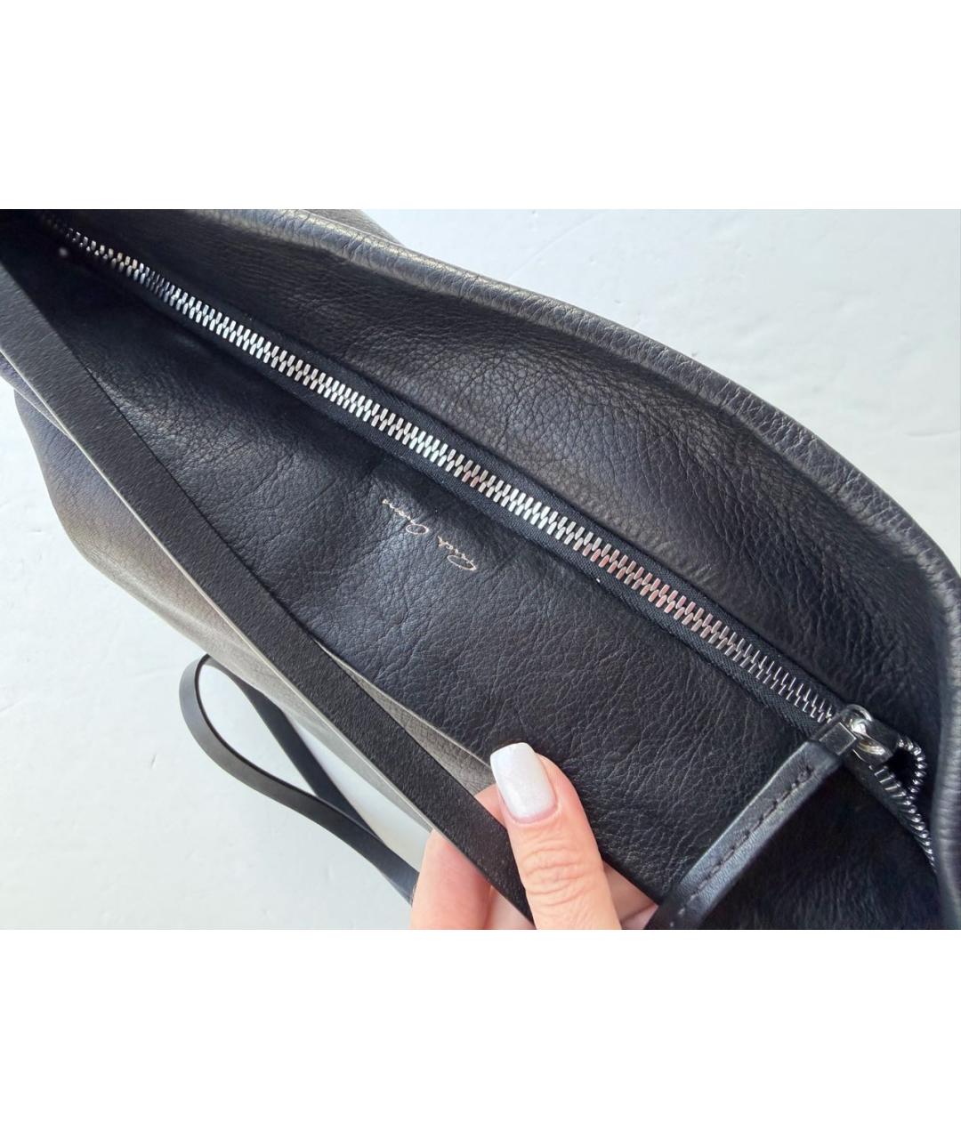 RICK OWENS Черная кожаная сумка через плечо, фото 3