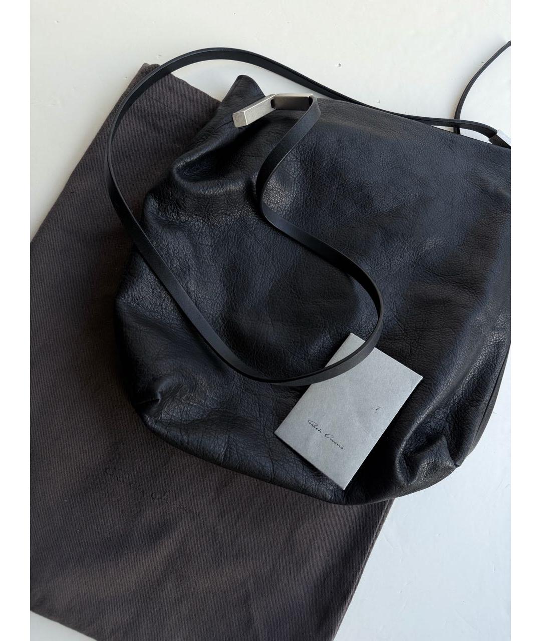 RICK OWENS Черная кожаная сумка через плечо, фото 5