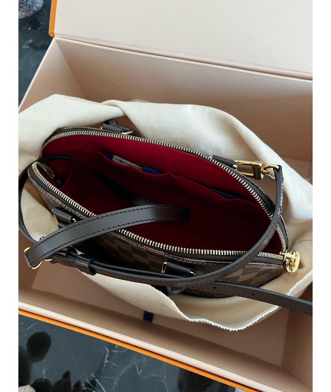 LOUIS VUITTON Коричневая кожаная сумка тоут, фото 4