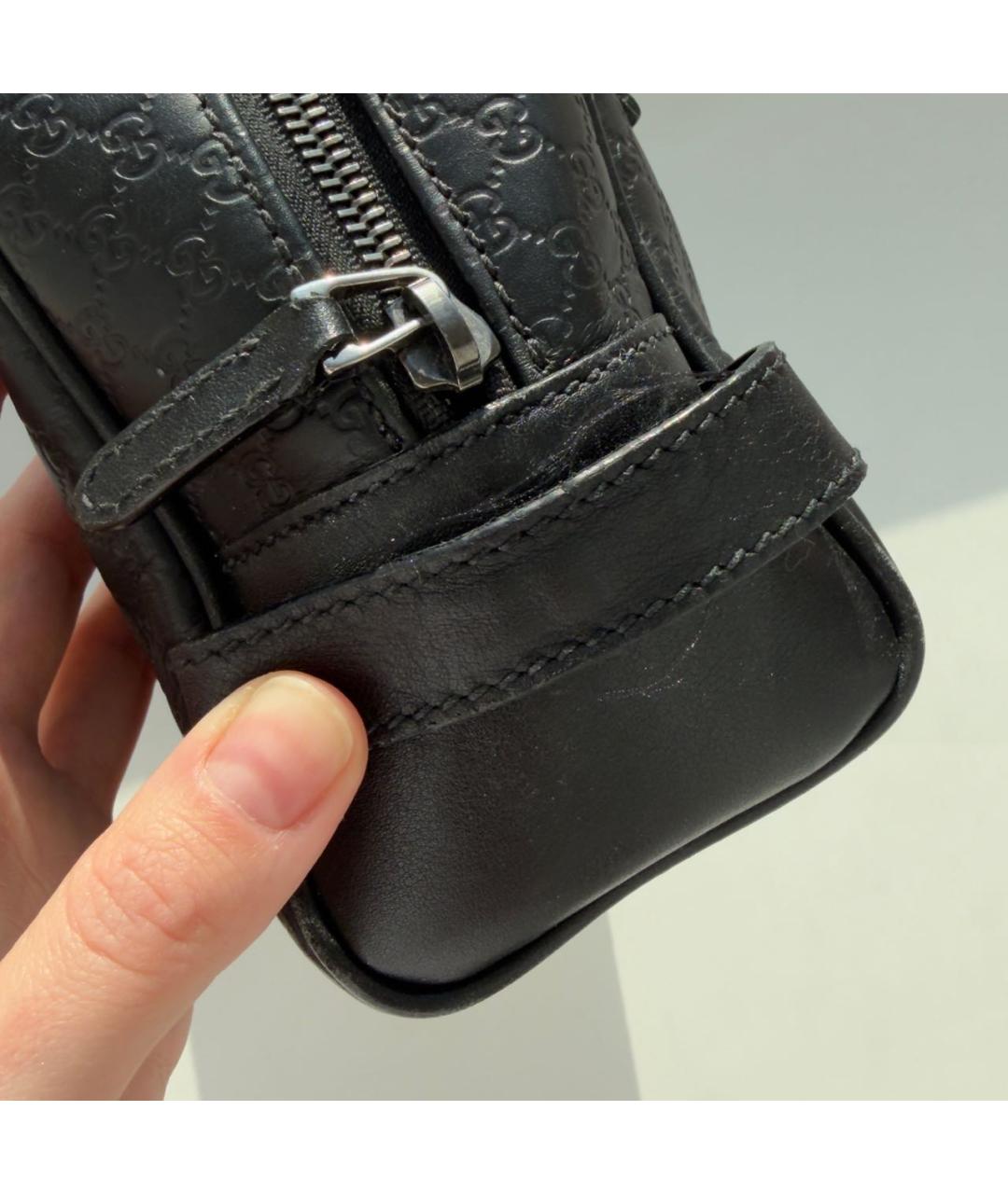 GUCCI Черная кожаная барсетка, фото 6