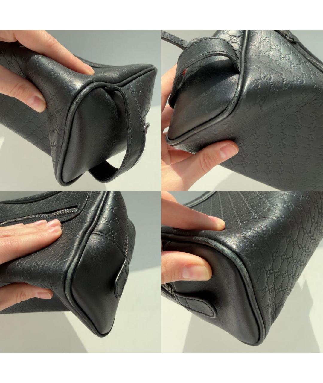 GUCCI Черная кожаная барсетка, фото 8