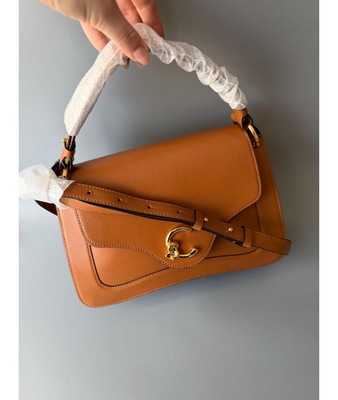 COCCINELLE Коричневая кожаная сумка с короткими ручками, фото 2